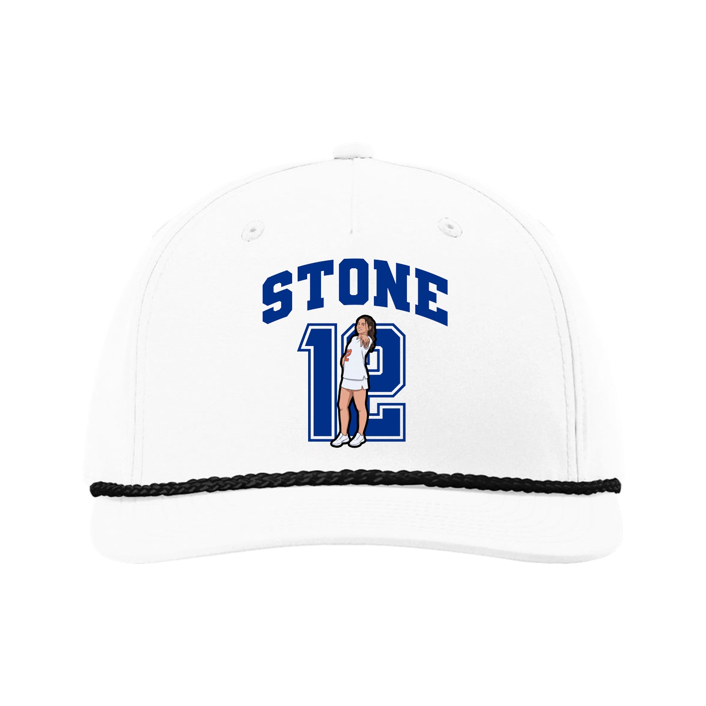 Five-Panel Classic Rope Cap — Number in White