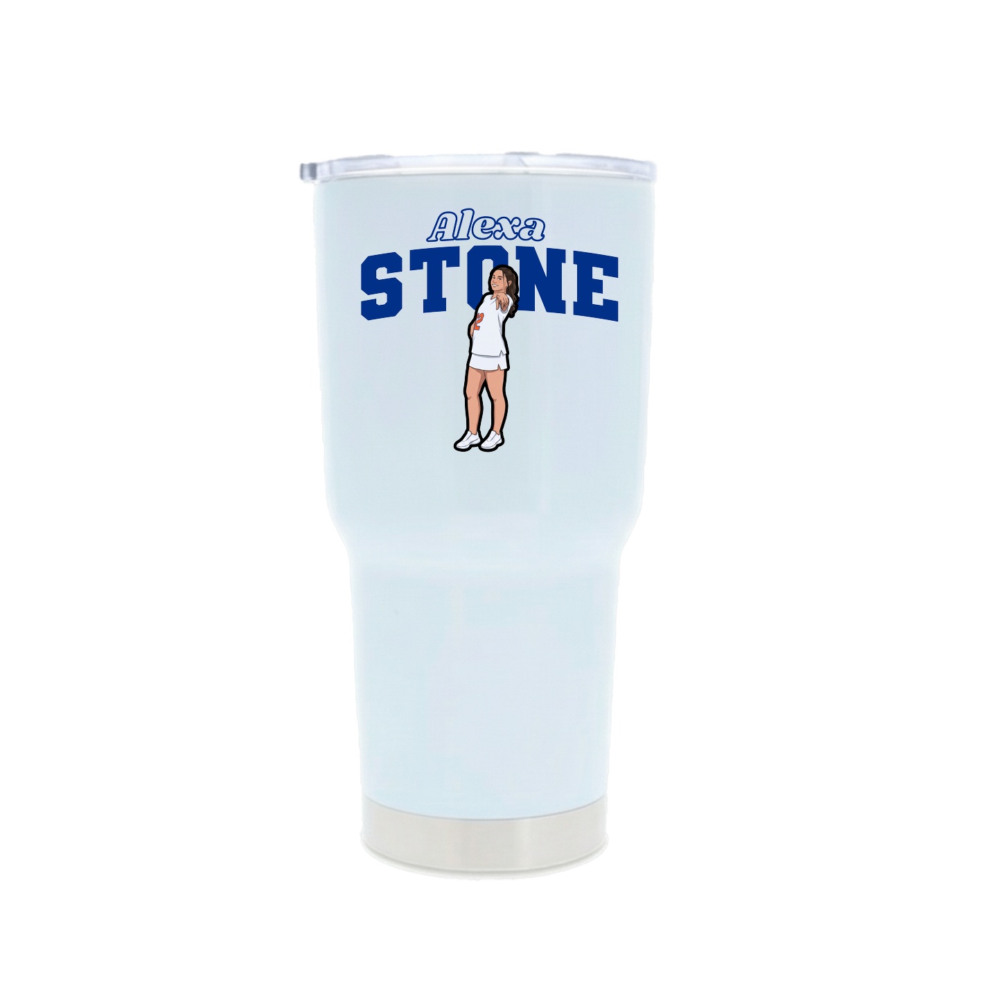 30oz Stainless Steel Tumbler — Name Arch in White