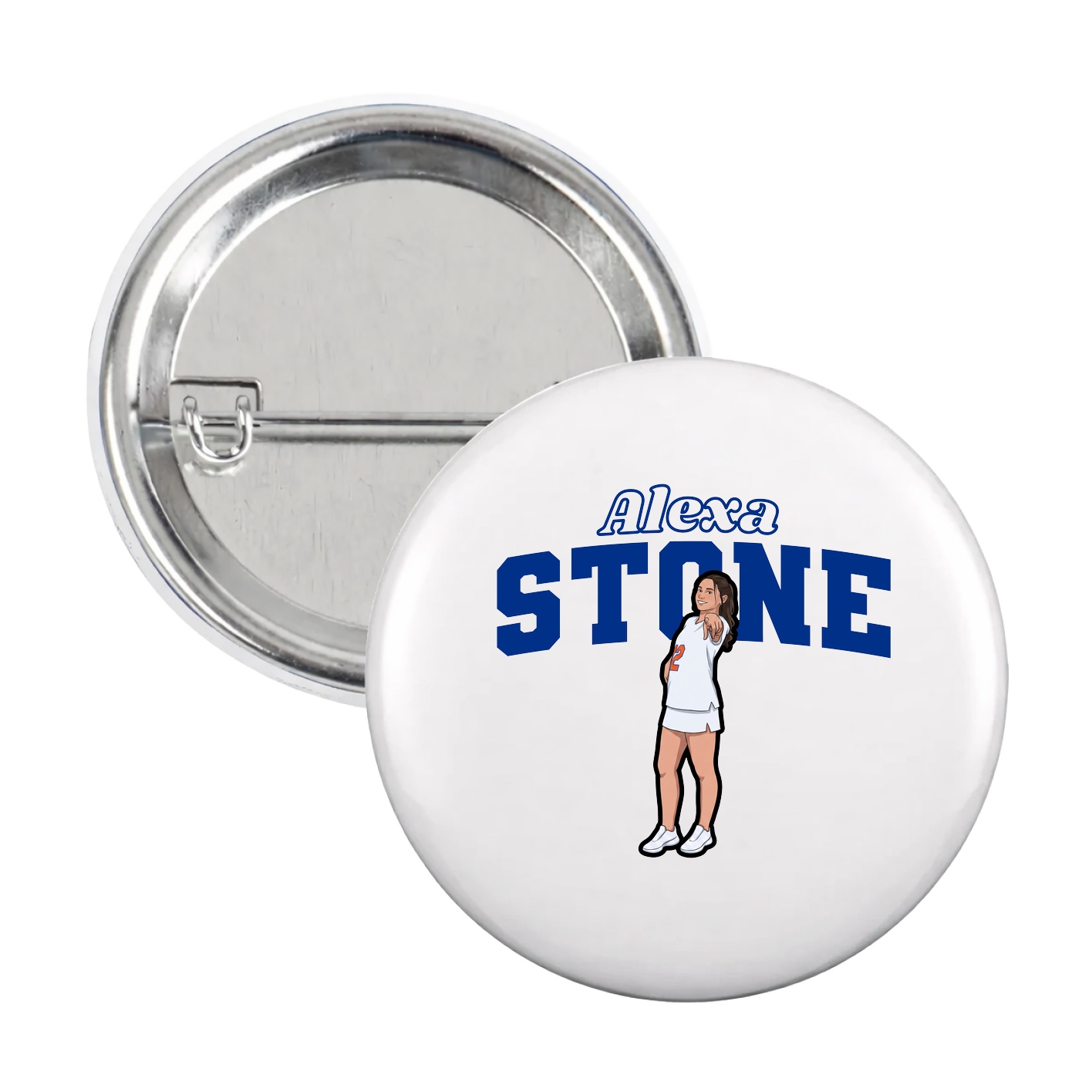 Game Day Button — Name Arch in White