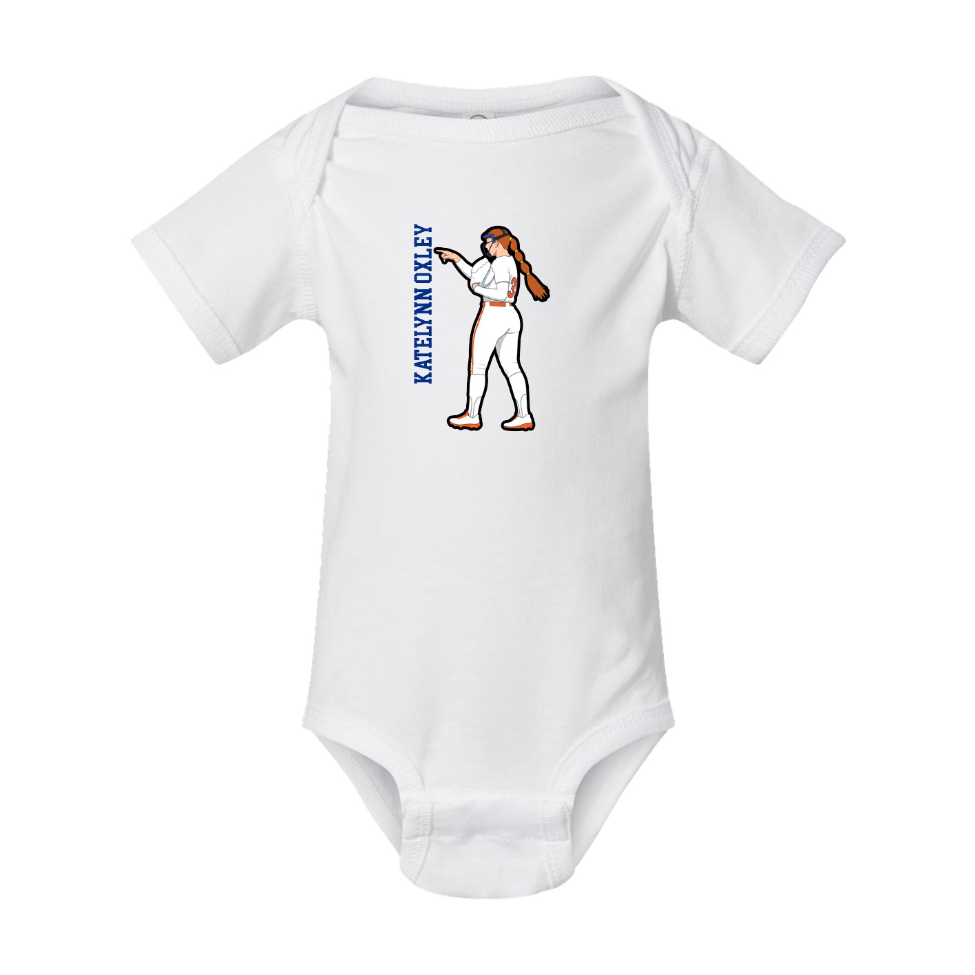 Baby Onesie — Name Vertical in White