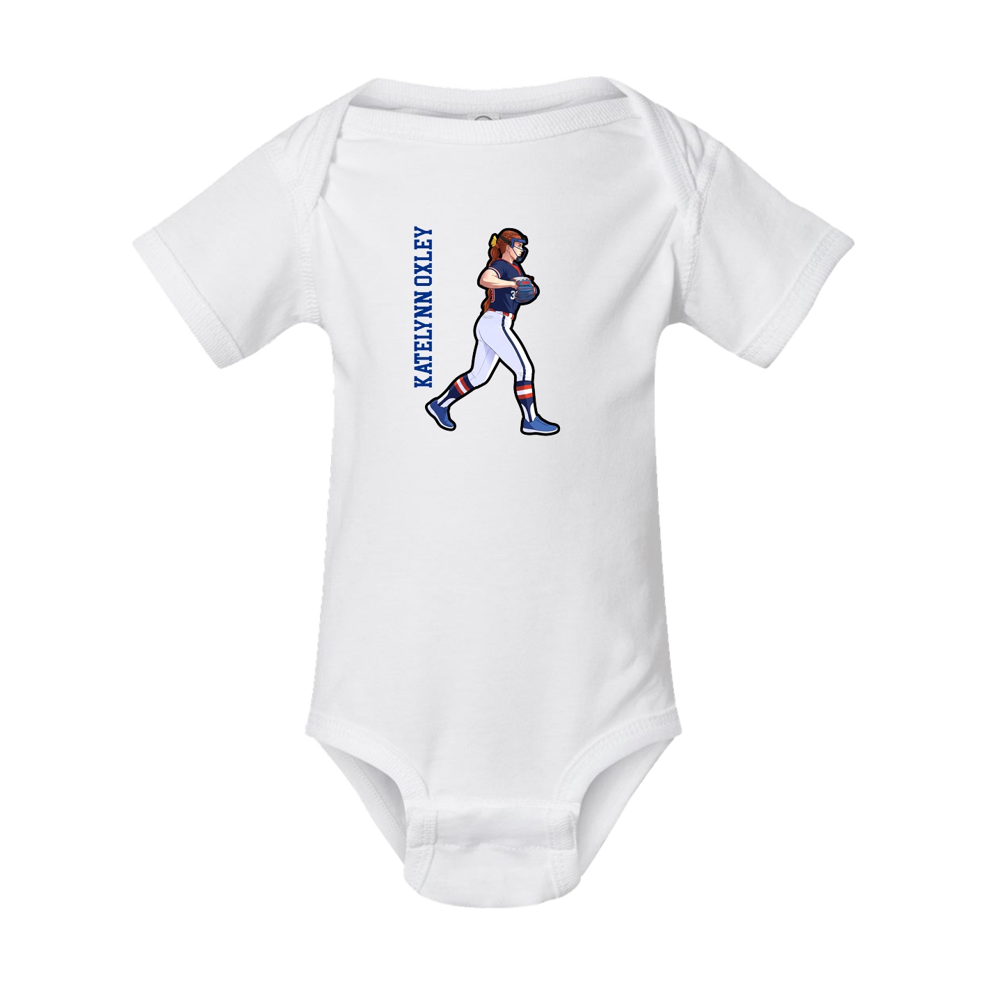 Baby Onesie — Name Vertical in White