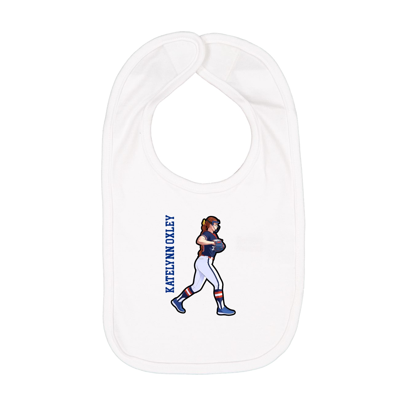 Infant Bib — Name Vertical in White