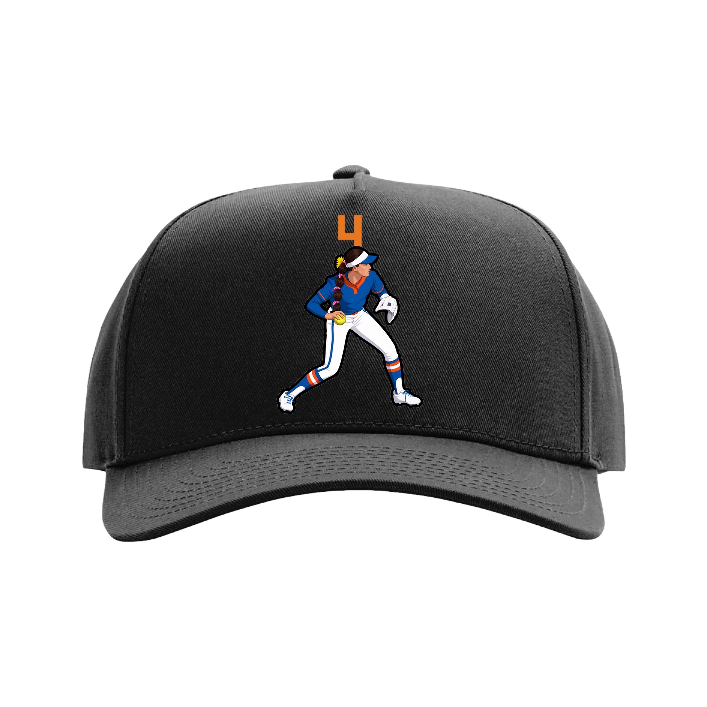 Full Fabric Five-Panel Champ Cap — Number Top in Black