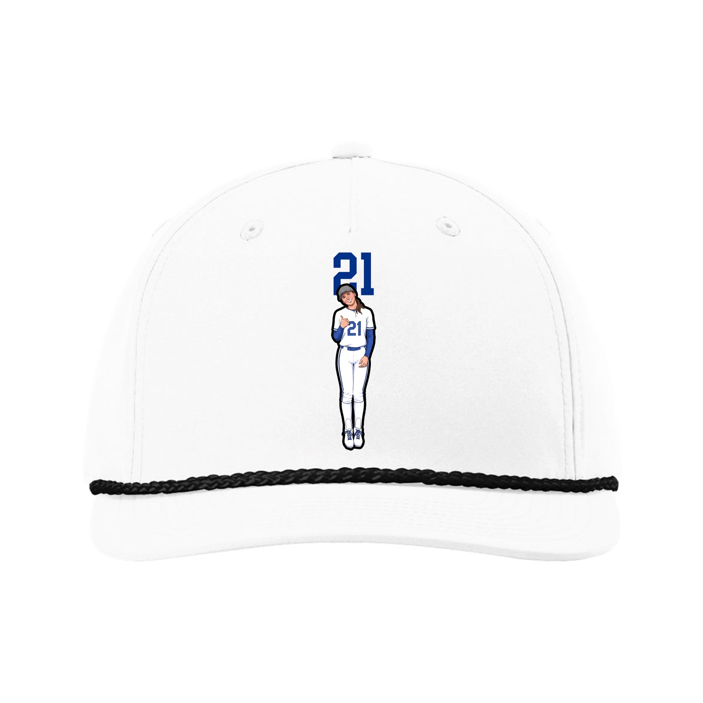 Five-Panel Classic Rope Cap — Number Top in White