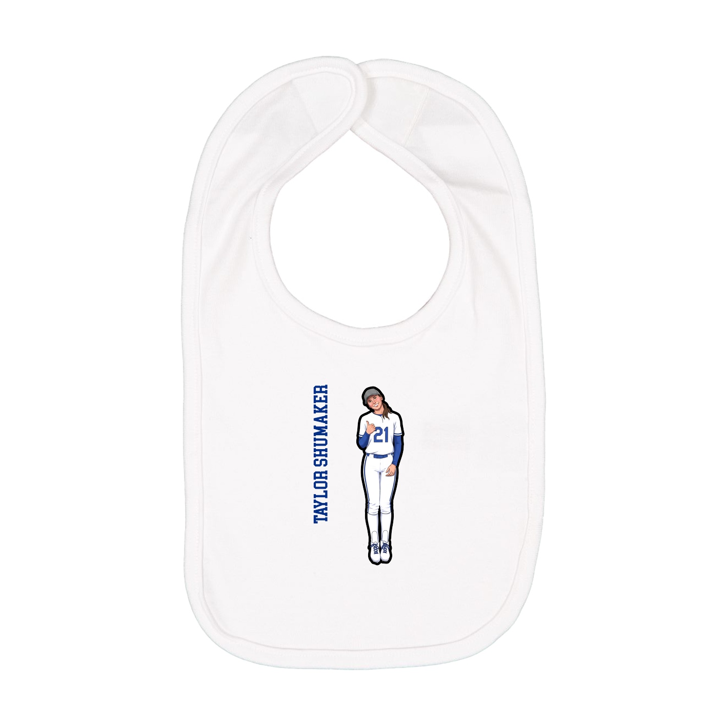 Infant Bib — Name Vertical in White