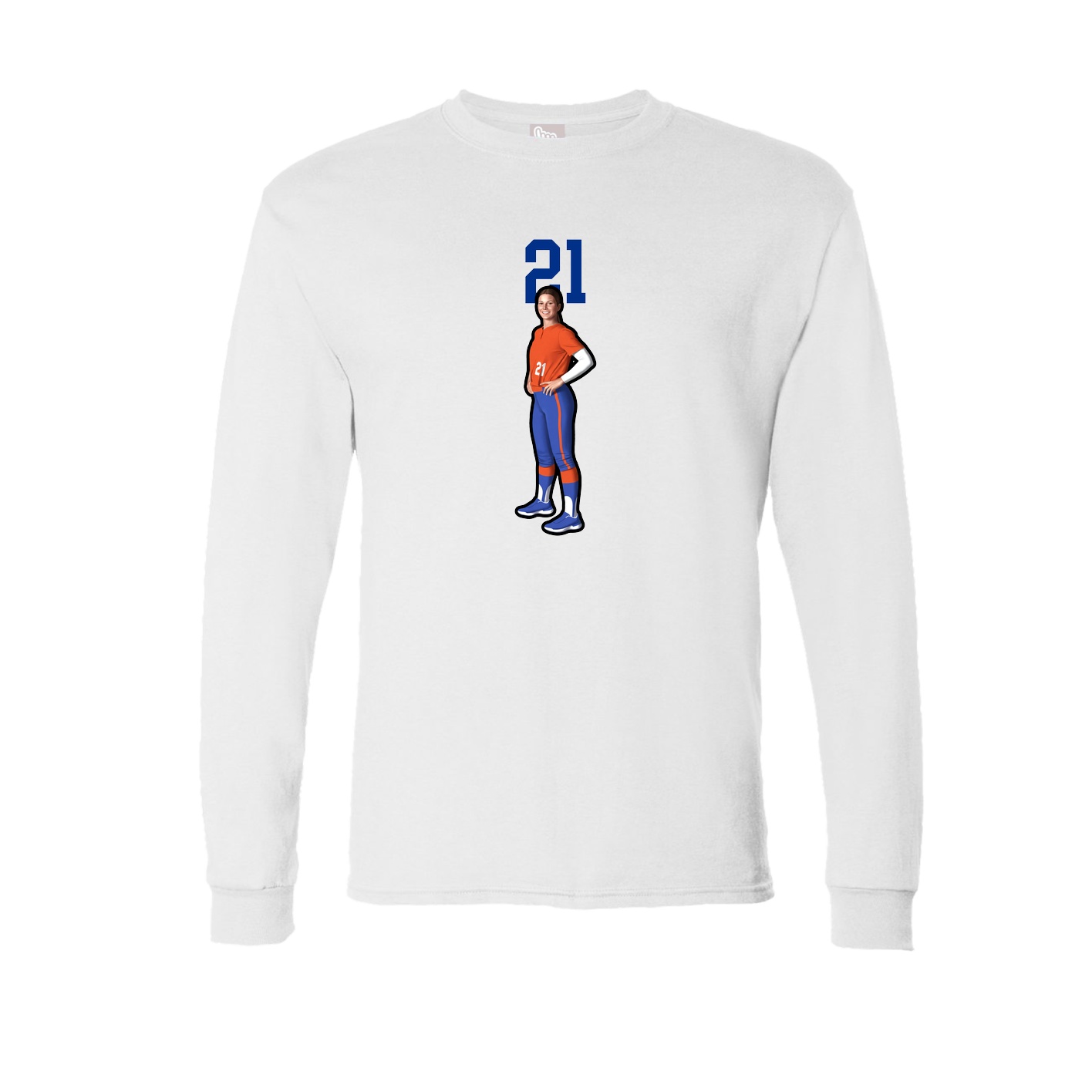 Long Sleeve Tee — Number Top in White