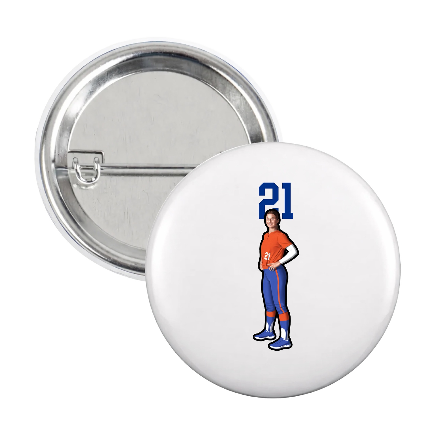 Game Day Button — Number Top in White