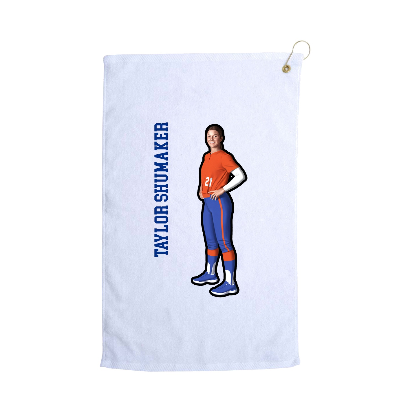 Golf Towel — Name Vertical in White