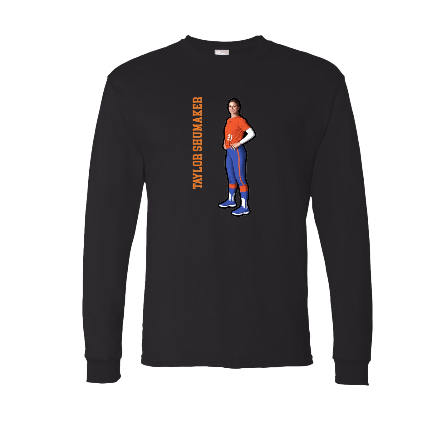 Long Sleeve Tee — Name Vertical in Black