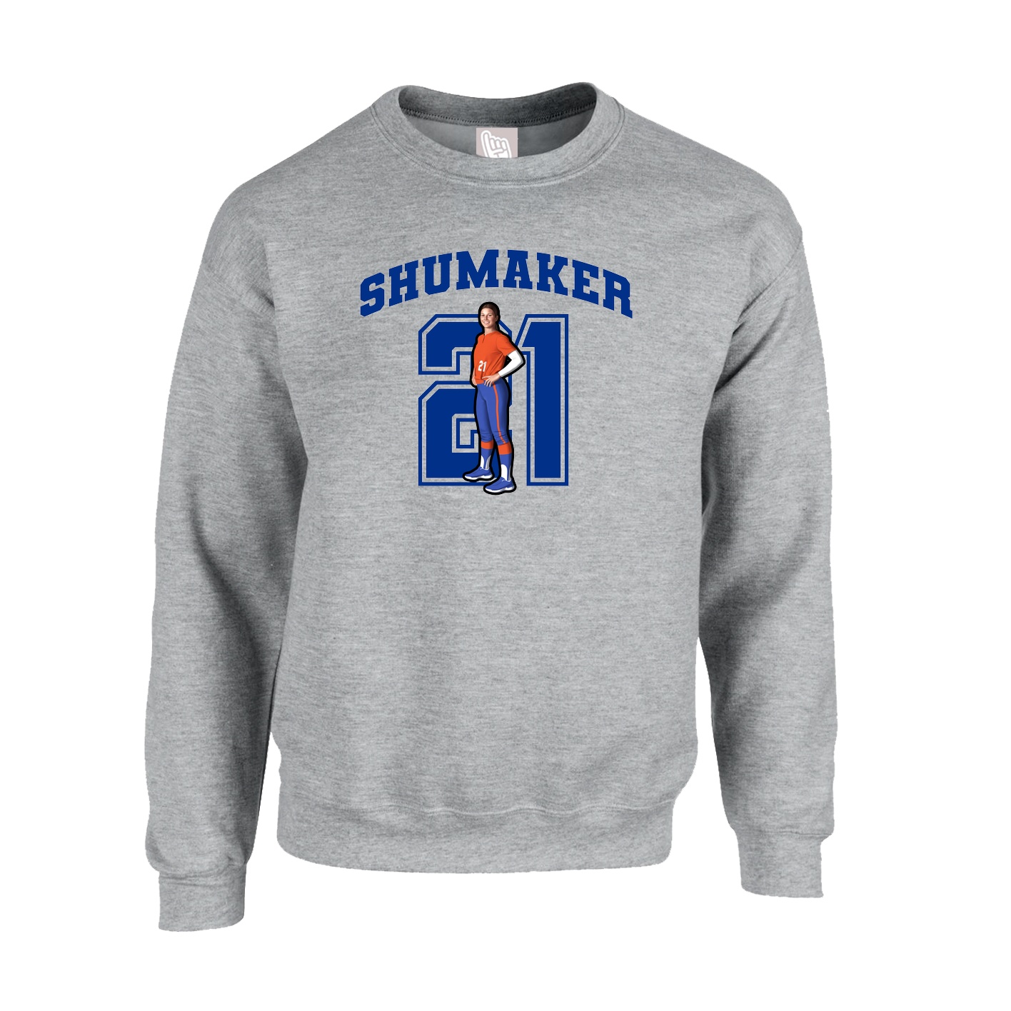 Fleece Crew — Number in Grey