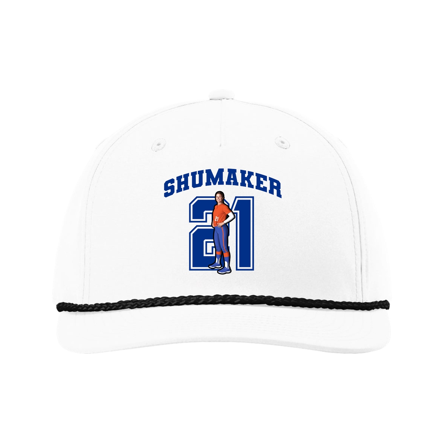 Five-Panel Classic Rope Cap — Number in White