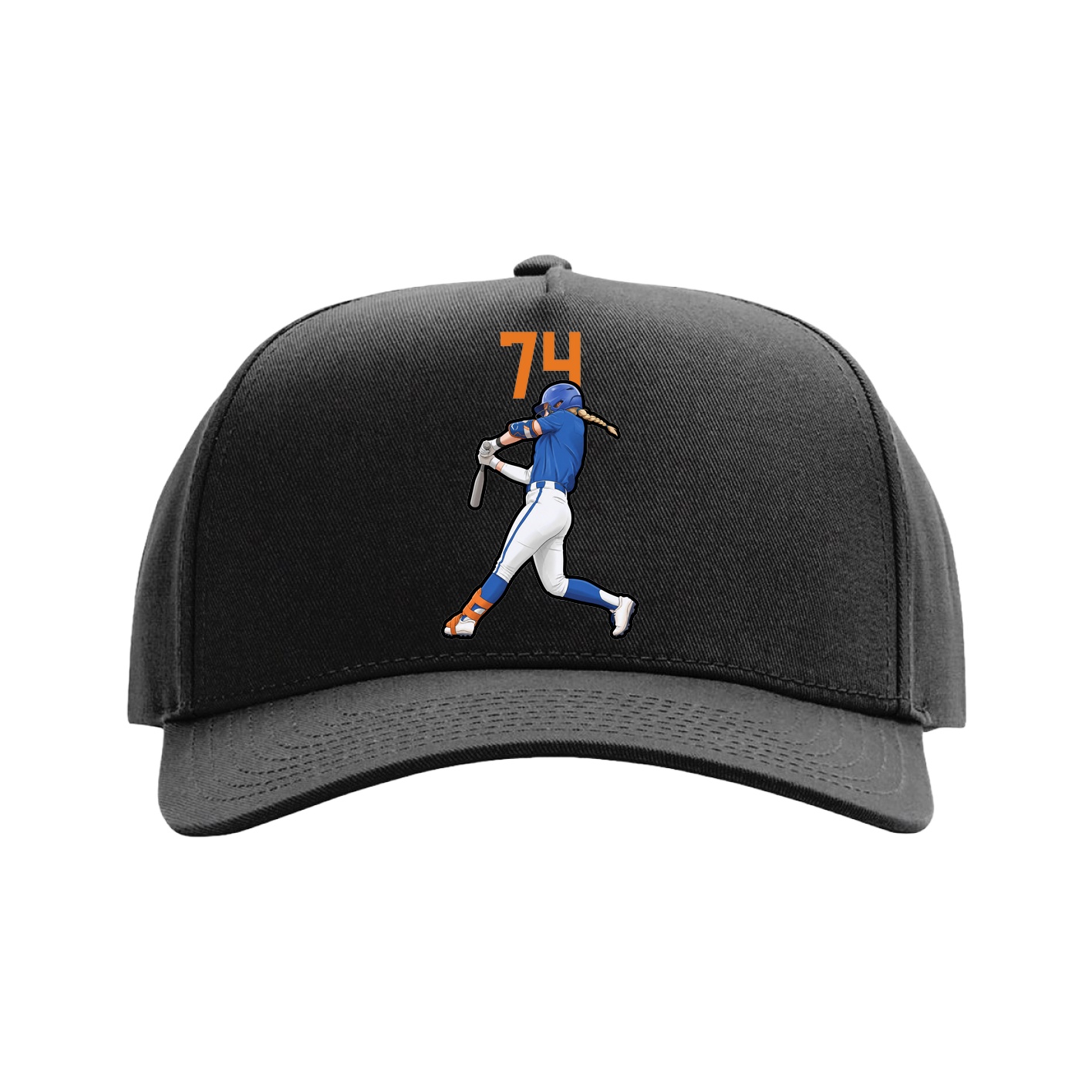 Full Fabric Five-Panel Champ Cap — Number Top in Black