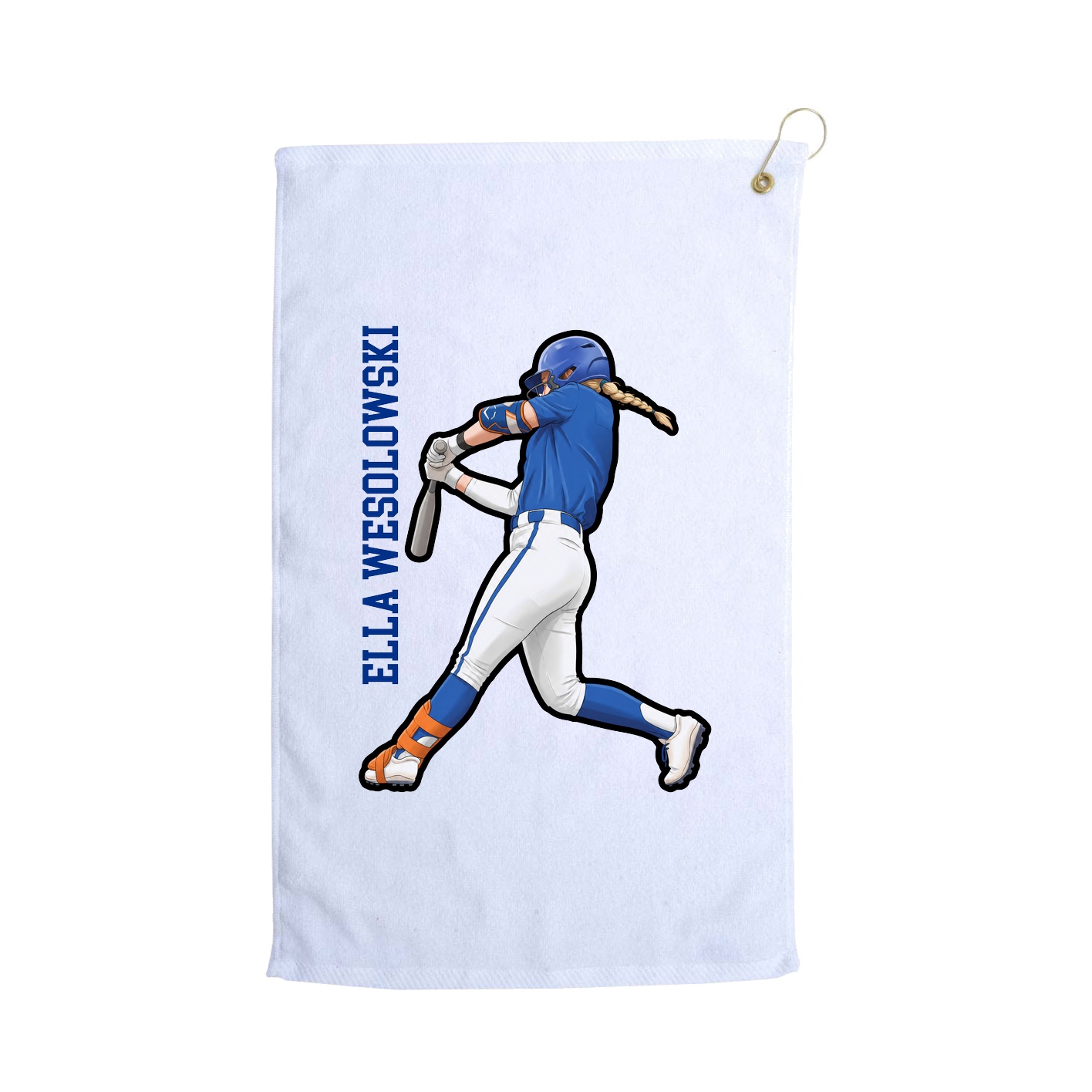 Golf Towel — Name Vertical in White