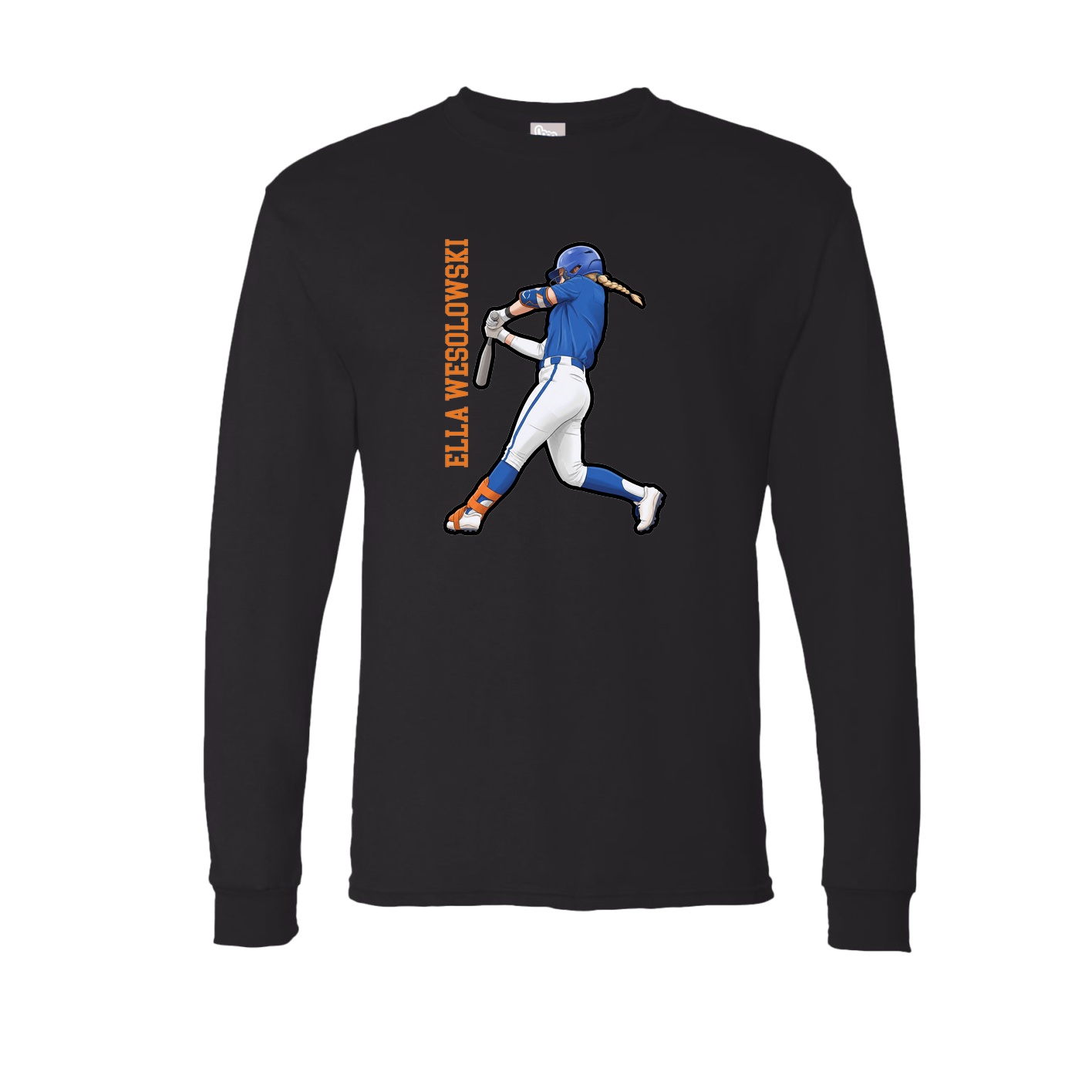 Long Sleeve Tee — Name Vertical in Black