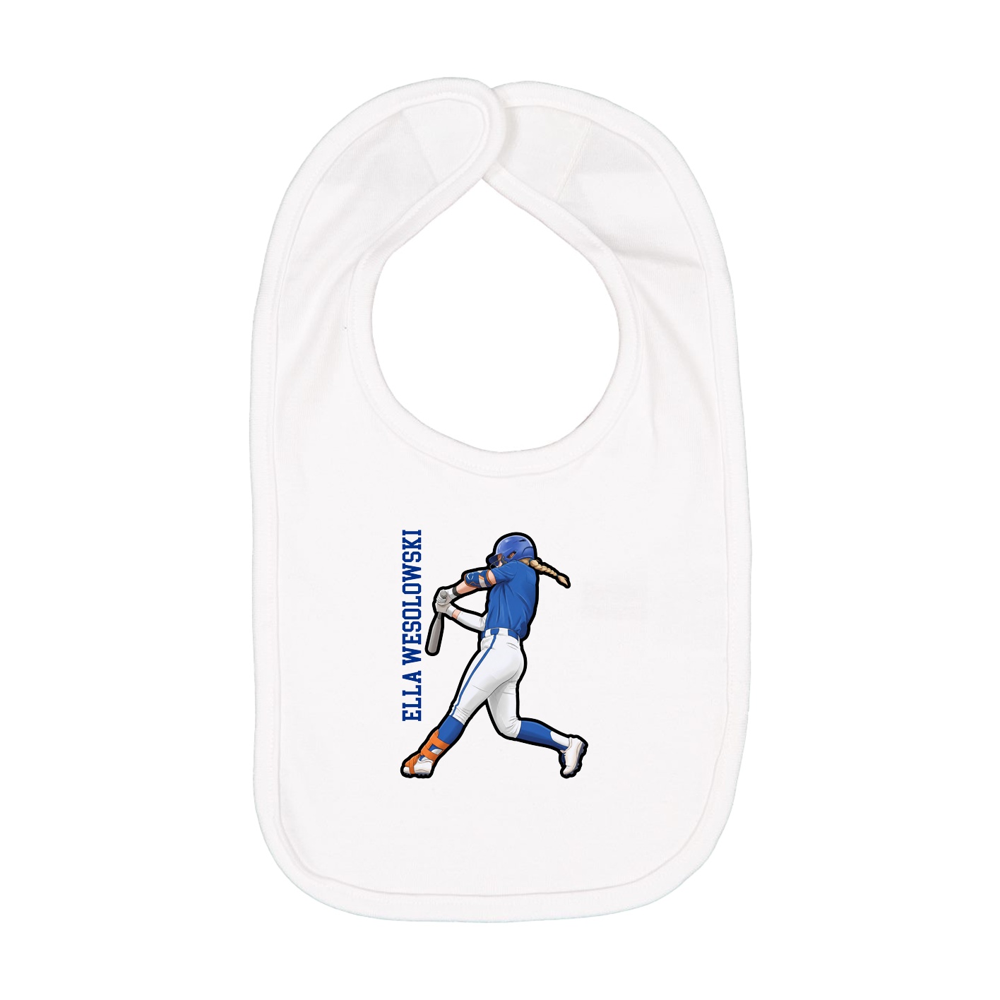 Infant Bib — Name Vertical in White