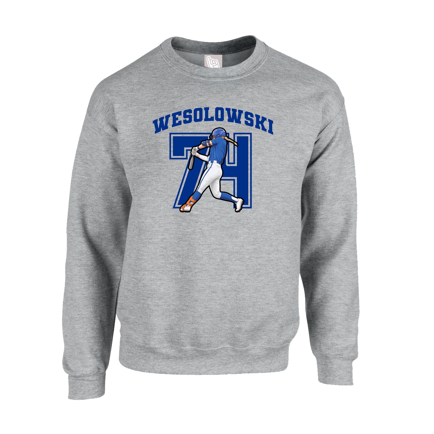 Fleece Crew — Number in Grey