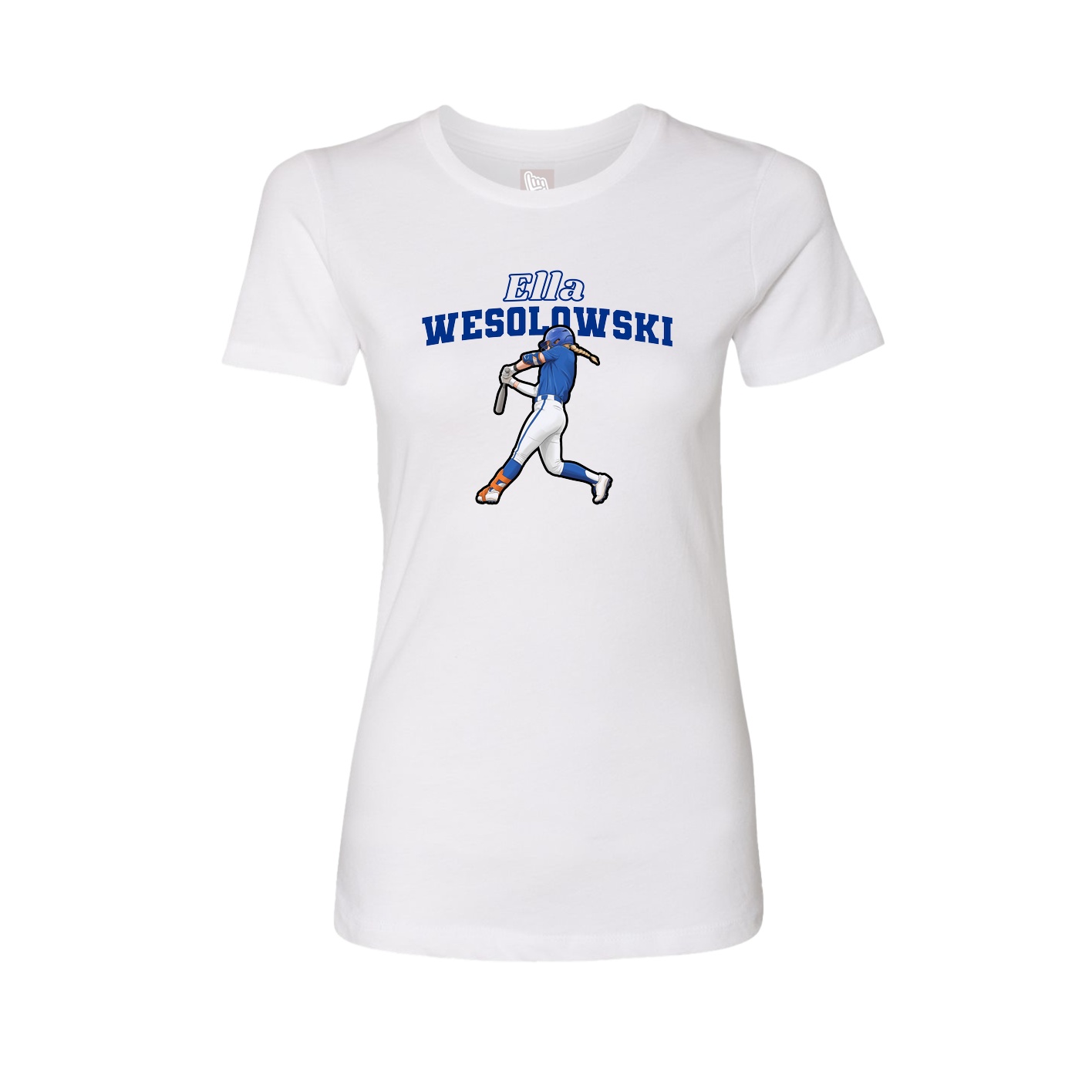 Fitted Women's Tee — Name Arch in White