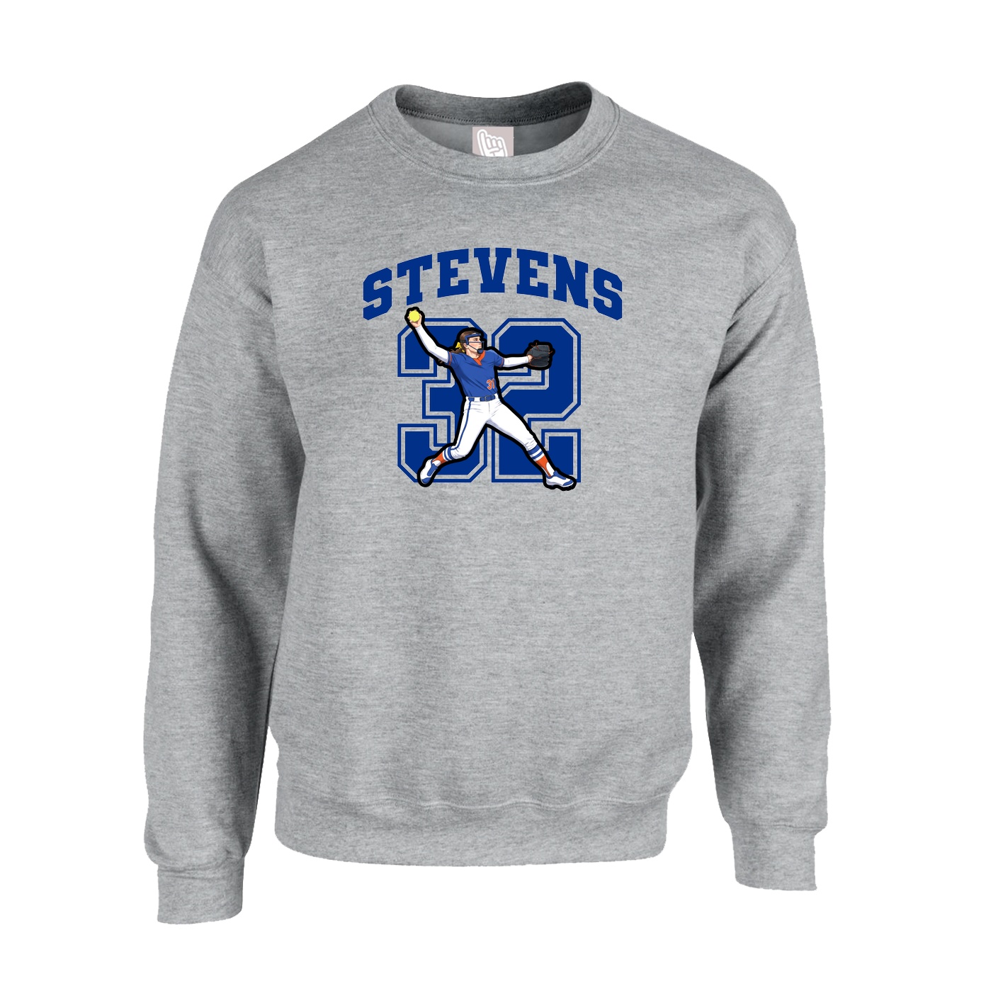 Fleece Crew — Number in Grey