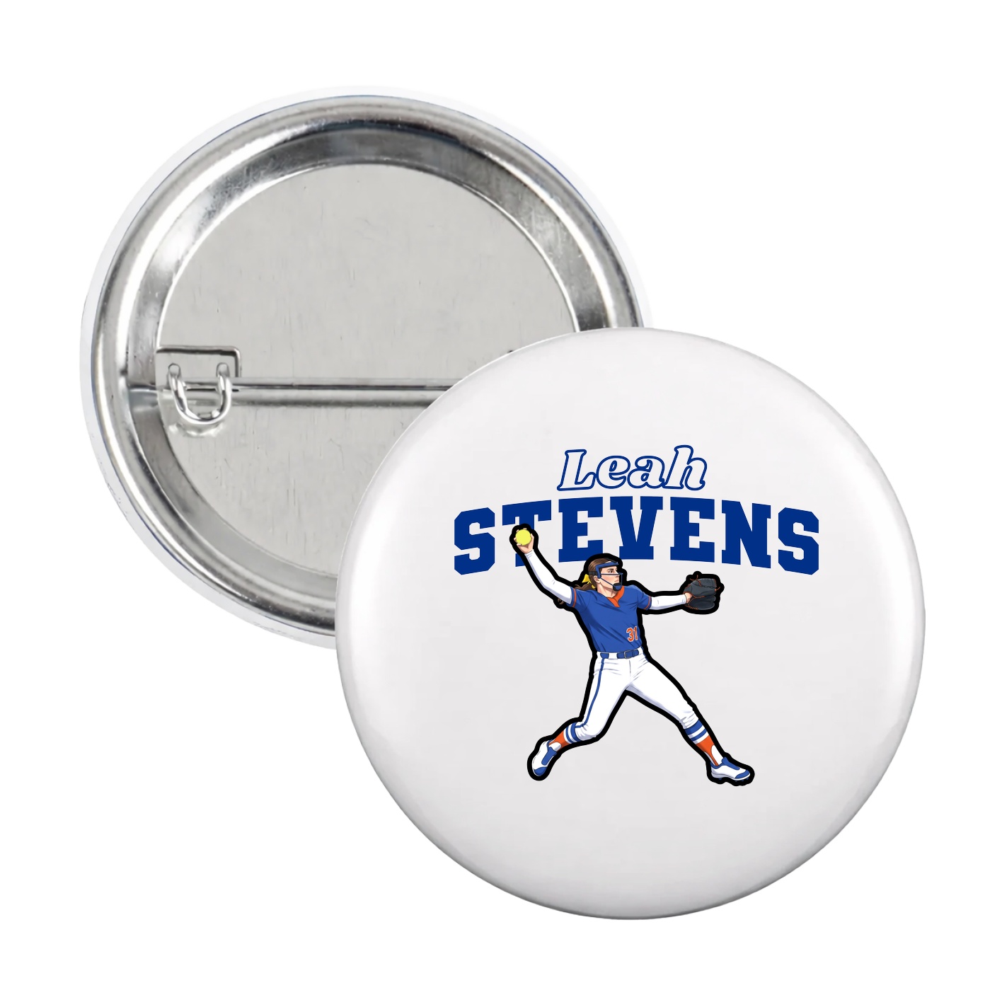 Game Day Button — Name Arch in White