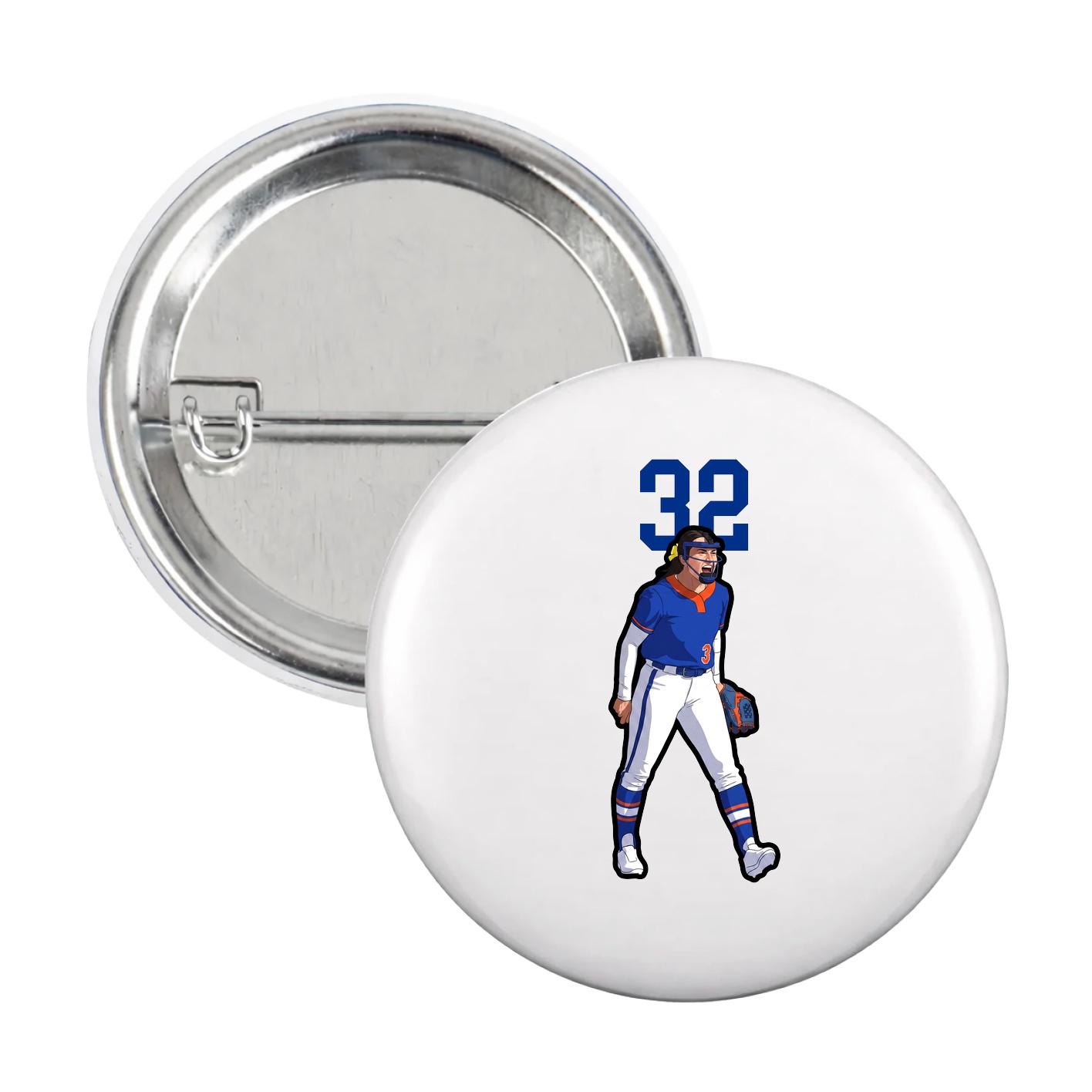 Game Day Button — Number Top in White