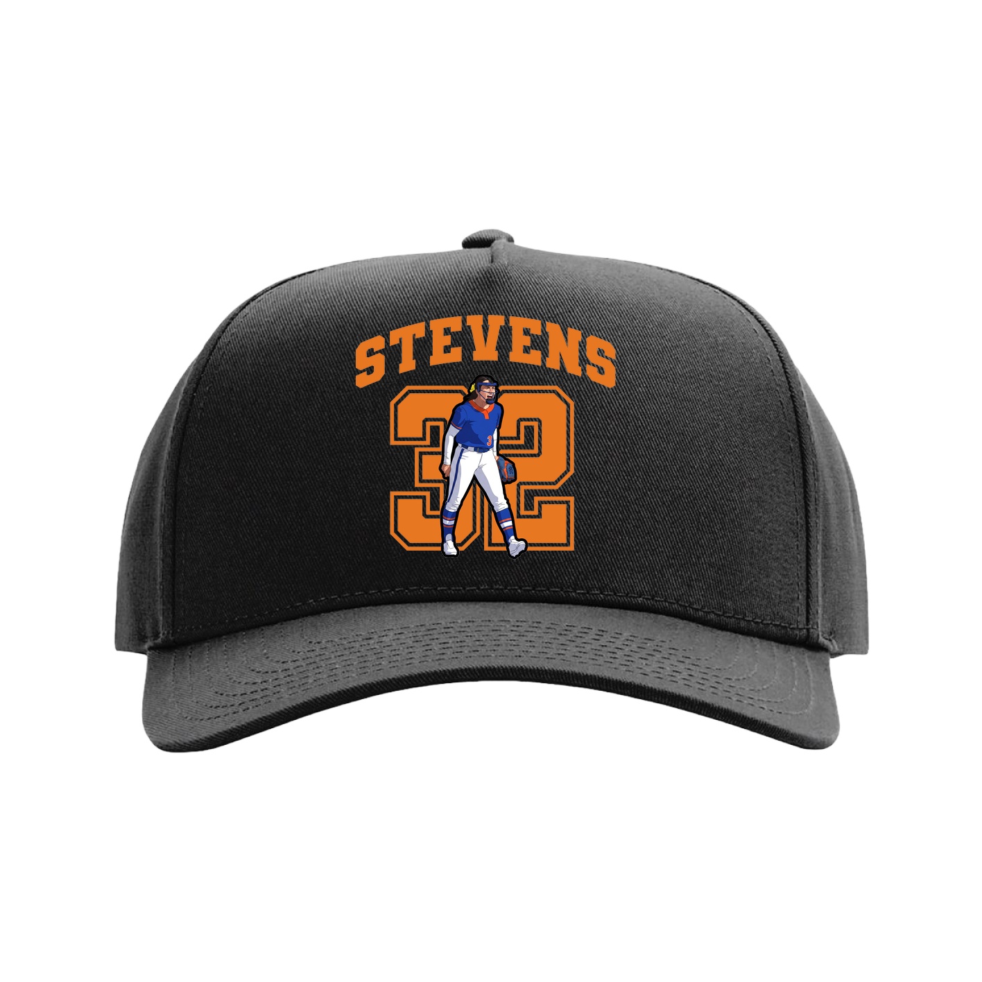 Full Fabric Five-Panel Champ Cap — Number in Black