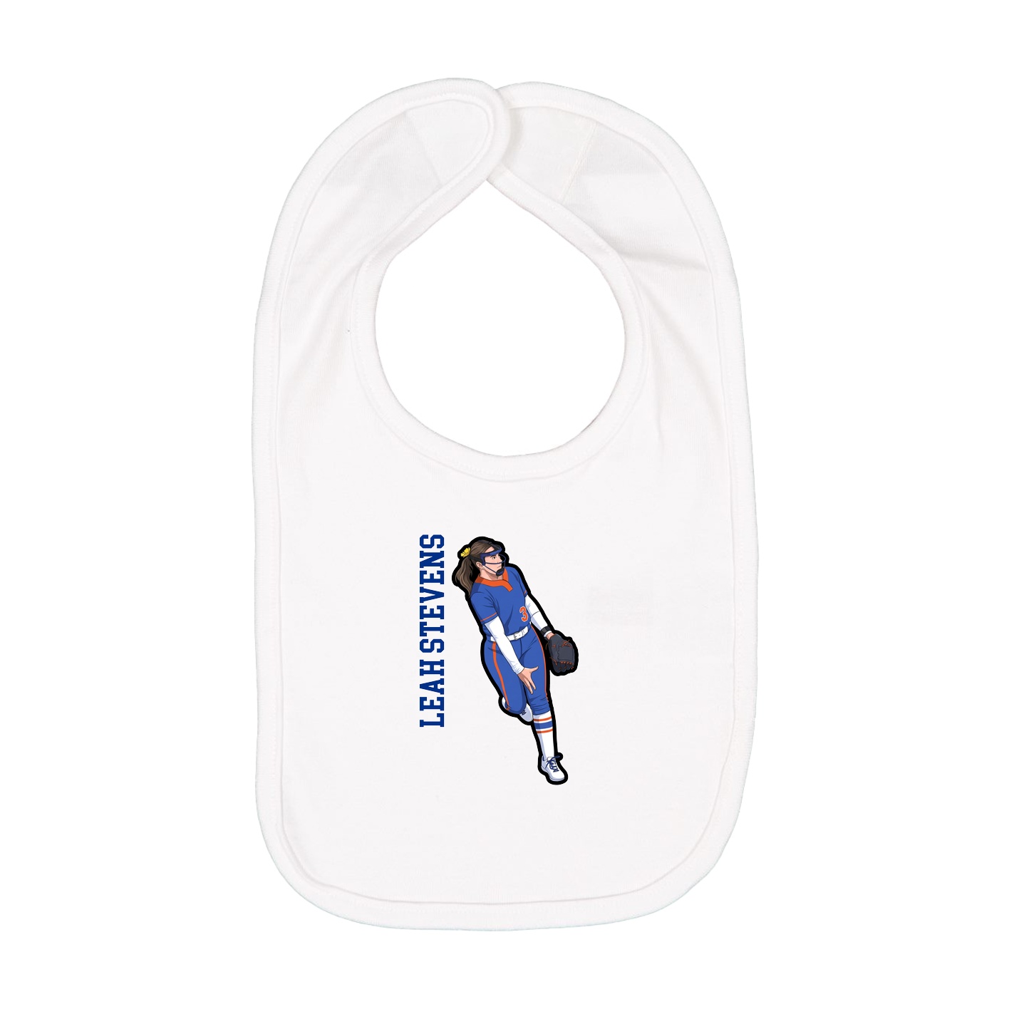 Infant Bib — Name Vertical in White
