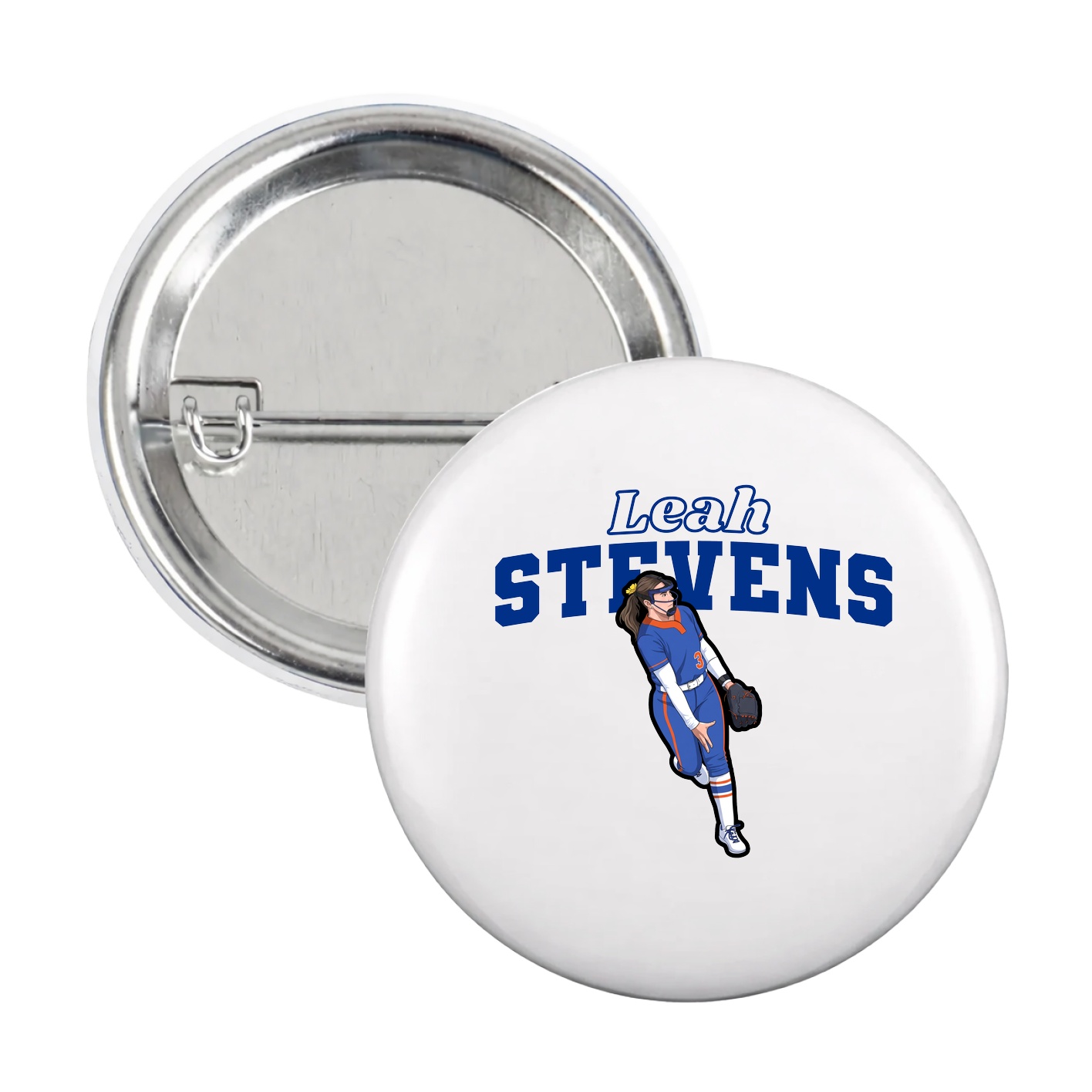 Game Day Button — Name Arch in White