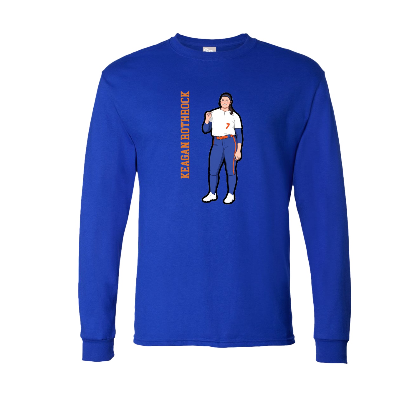 Long Sleeve Tee — Name Vertical in Royal