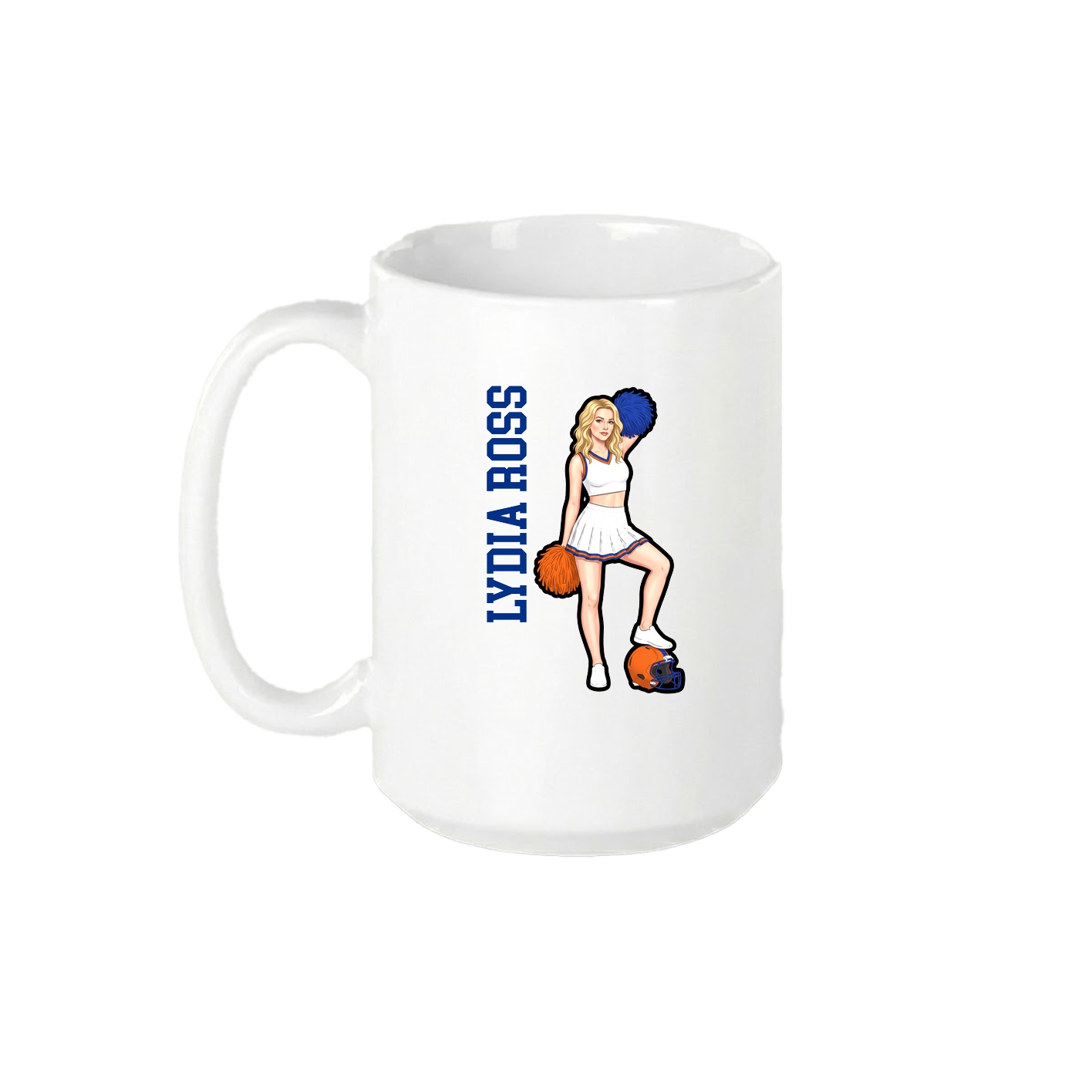 15oz Coffee Mug — Name Vertical in White