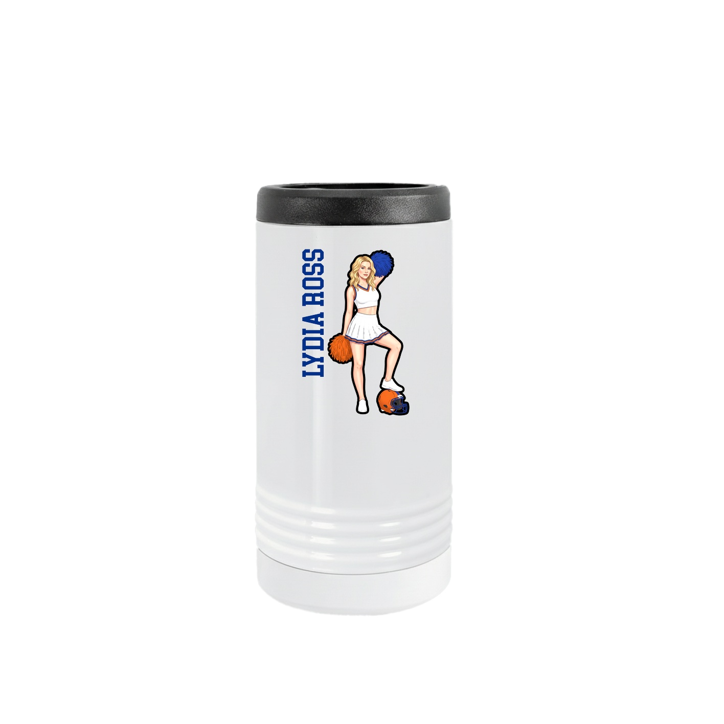 Slim Beverage Holder — Name Vertical in White