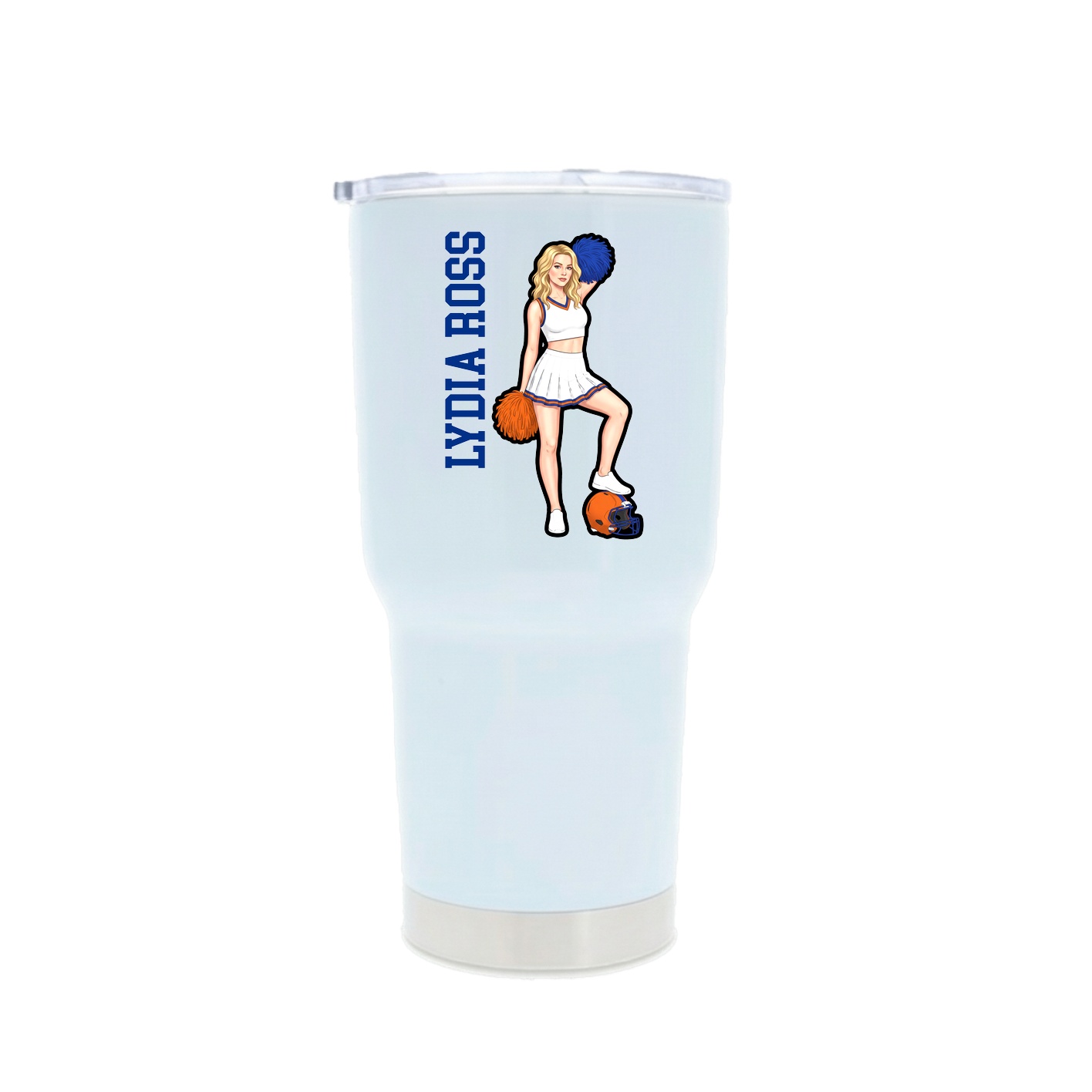 30oz Stainless Steel Tumbler — Name Vertical in White