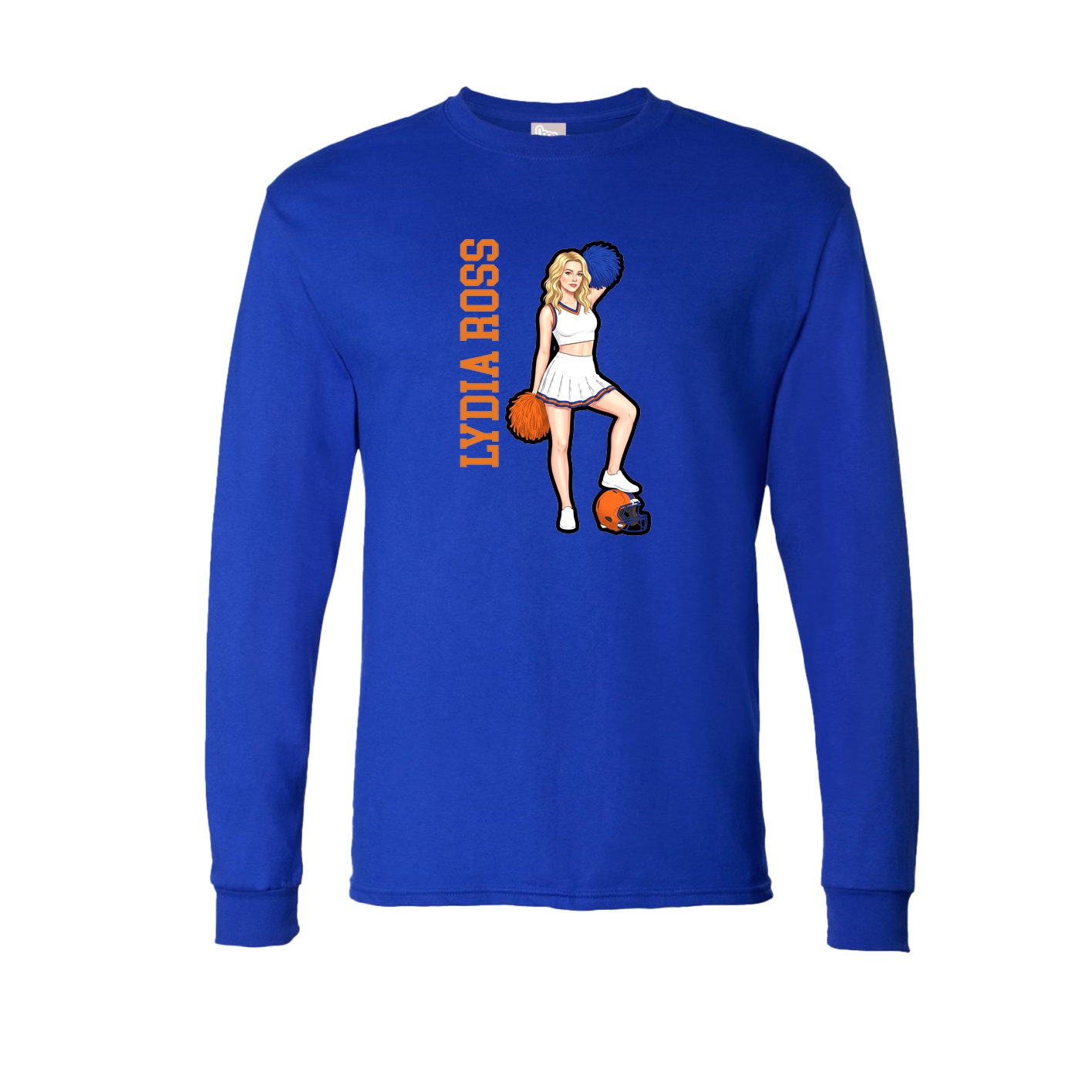 Long Sleeve Tee — Name Vertical in Royal