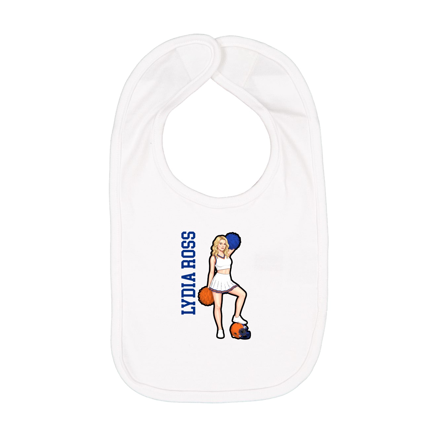 Infant Bib — Name Vertical in White