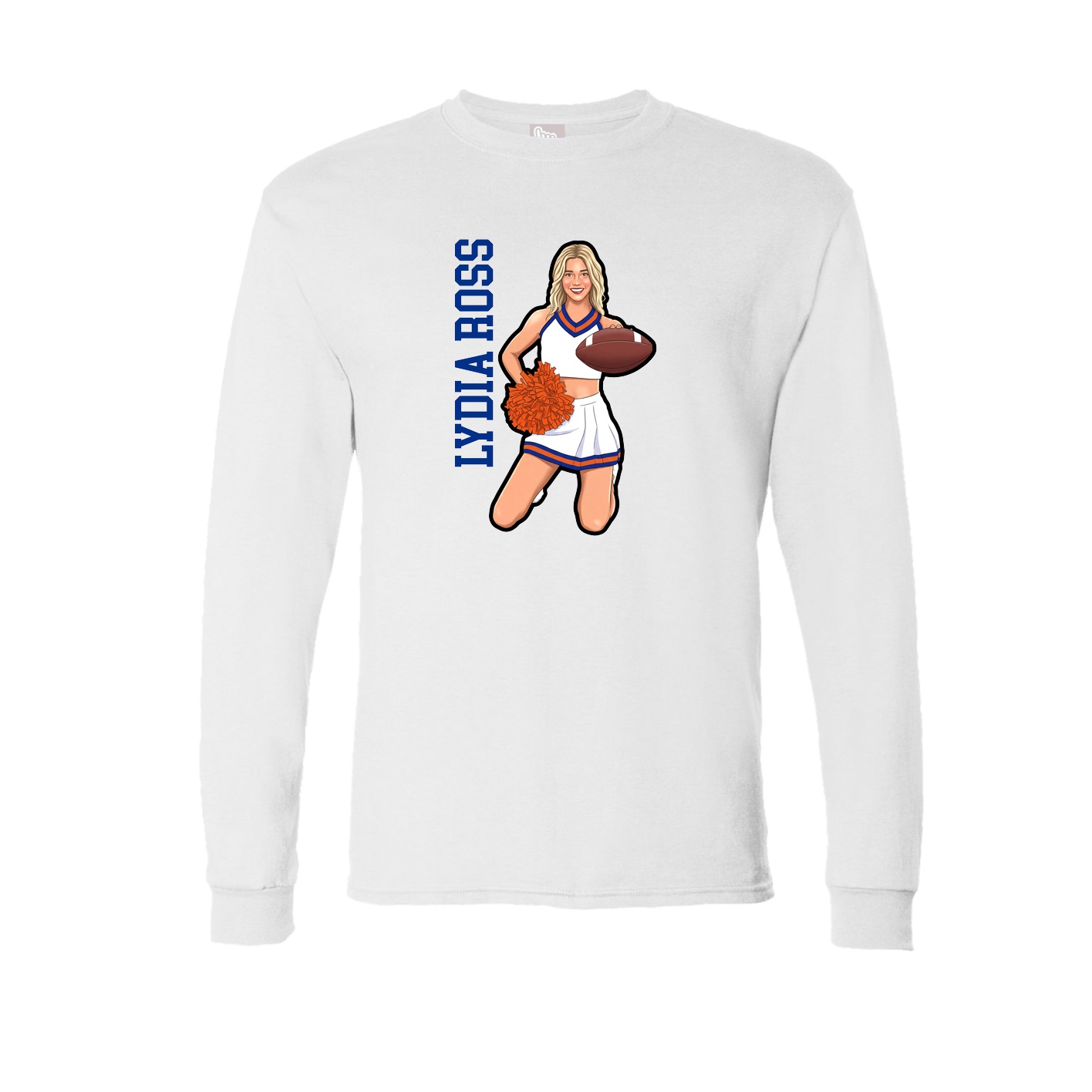 Long Sleeve Tee — Name Vertical in White
