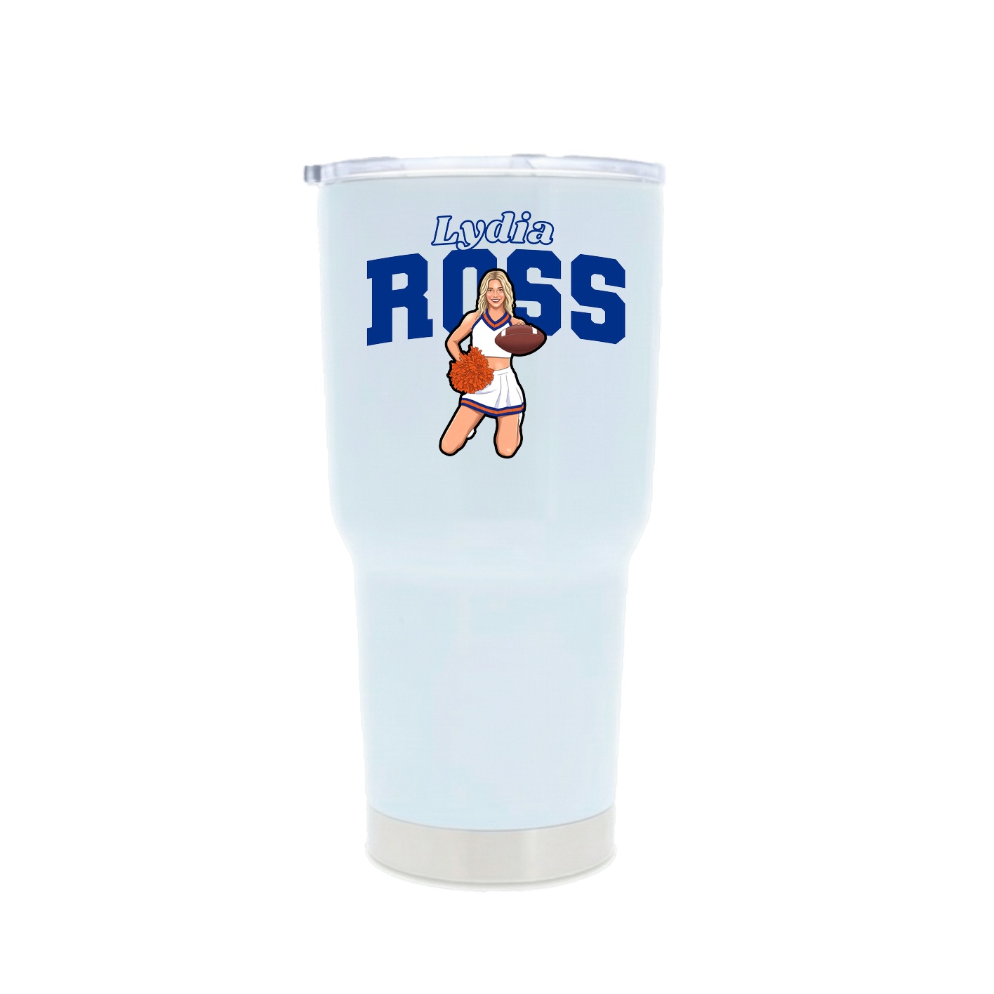 30oz Stainless Steel Tumbler — Name Arch in White