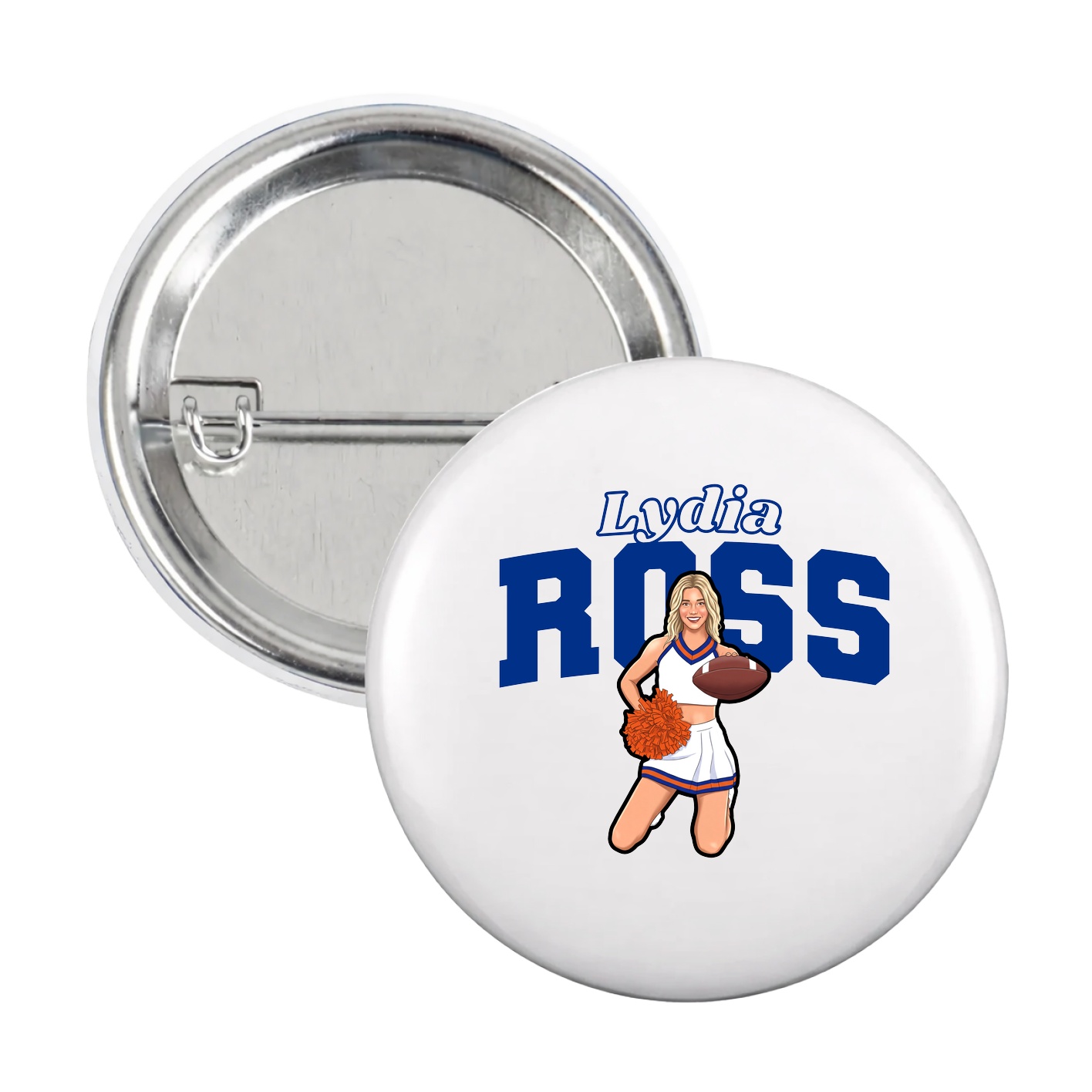 Game Day Button — Name Arch in White
