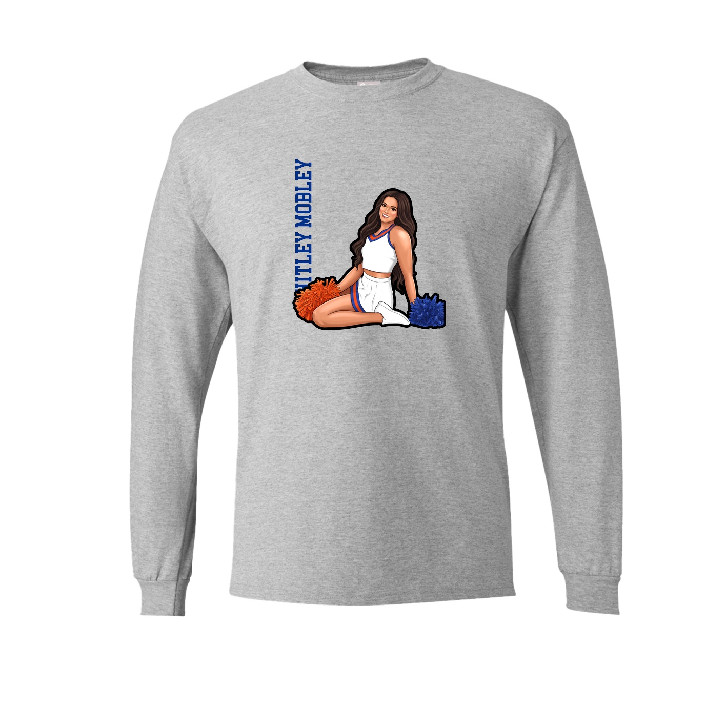 Long Sleeve Tee — Name Vertical in Grey