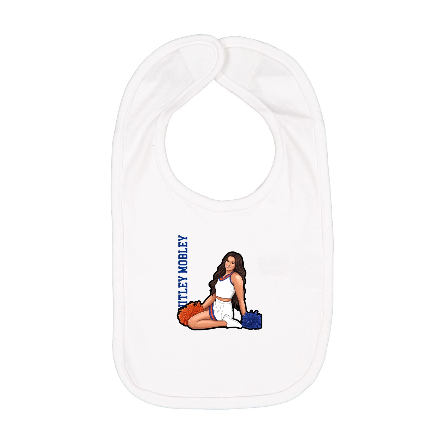 Infant Bib — Name Vertical in White