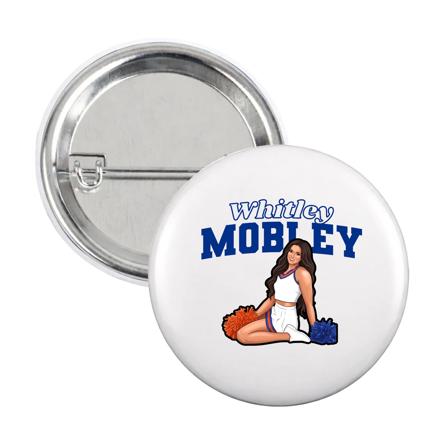 Game Day Button — Name Arch in White