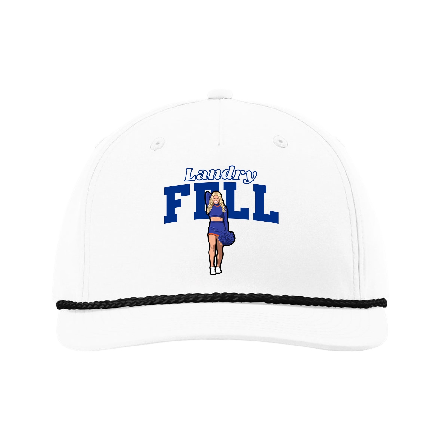 Five-Panel Classic Rope Cap — Name Arch in White