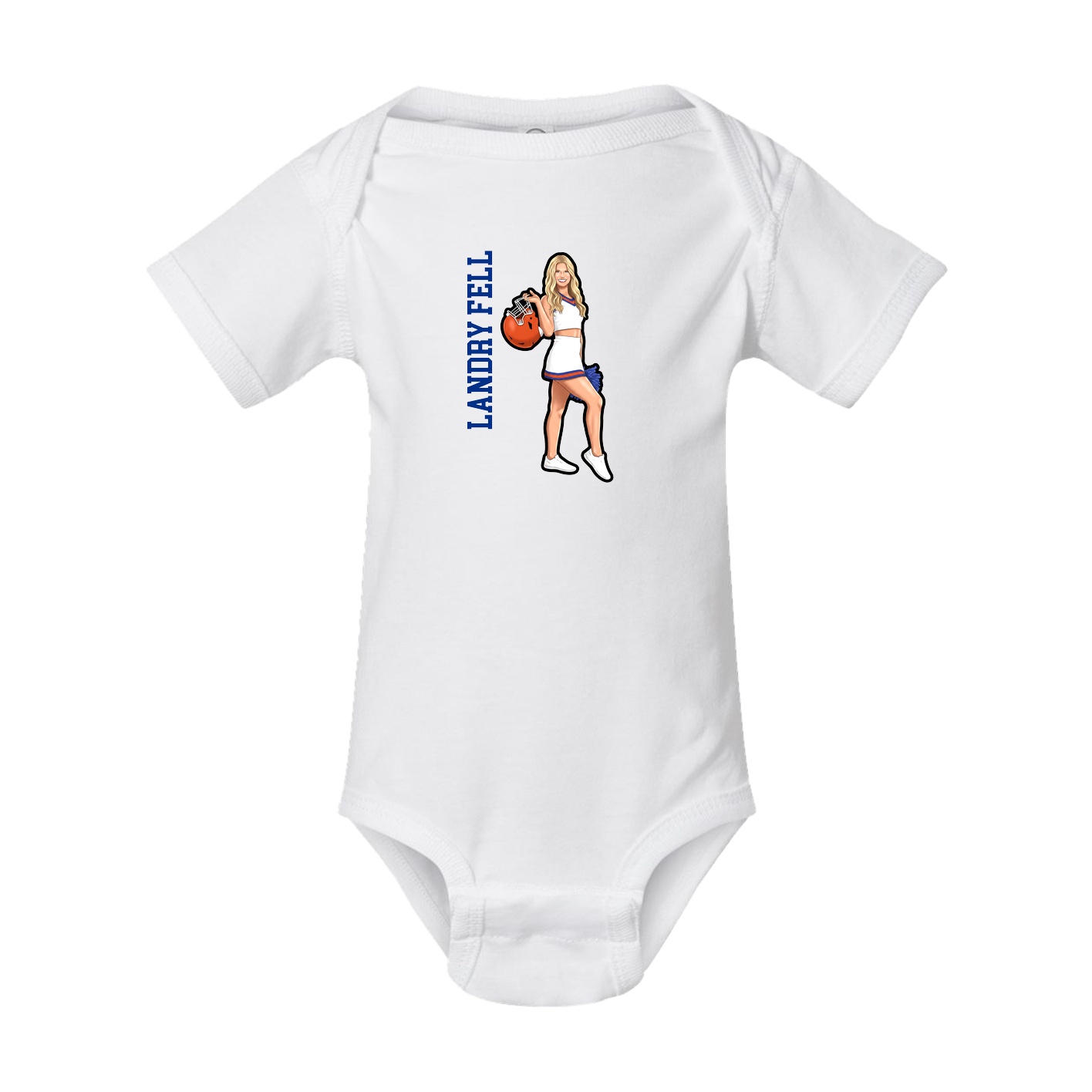 Baby Onesie — Name Vertical in White