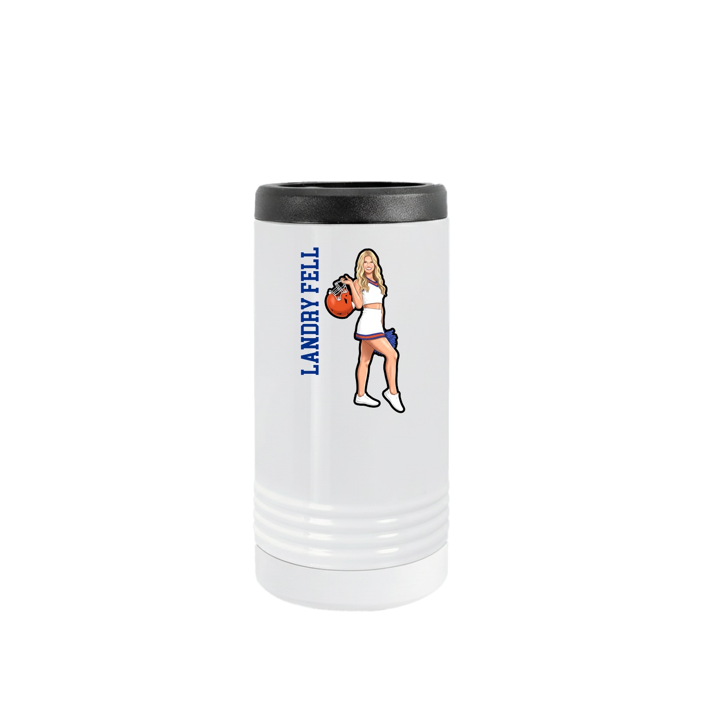 Slim Beverage Holder — Name Vertical in White