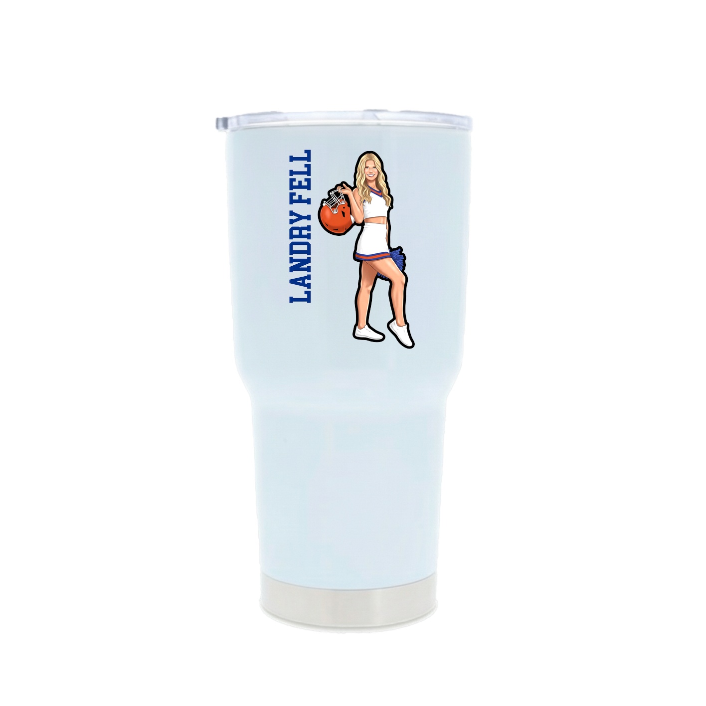 30oz Stainless Steel Tumbler — Name Vertical in White
