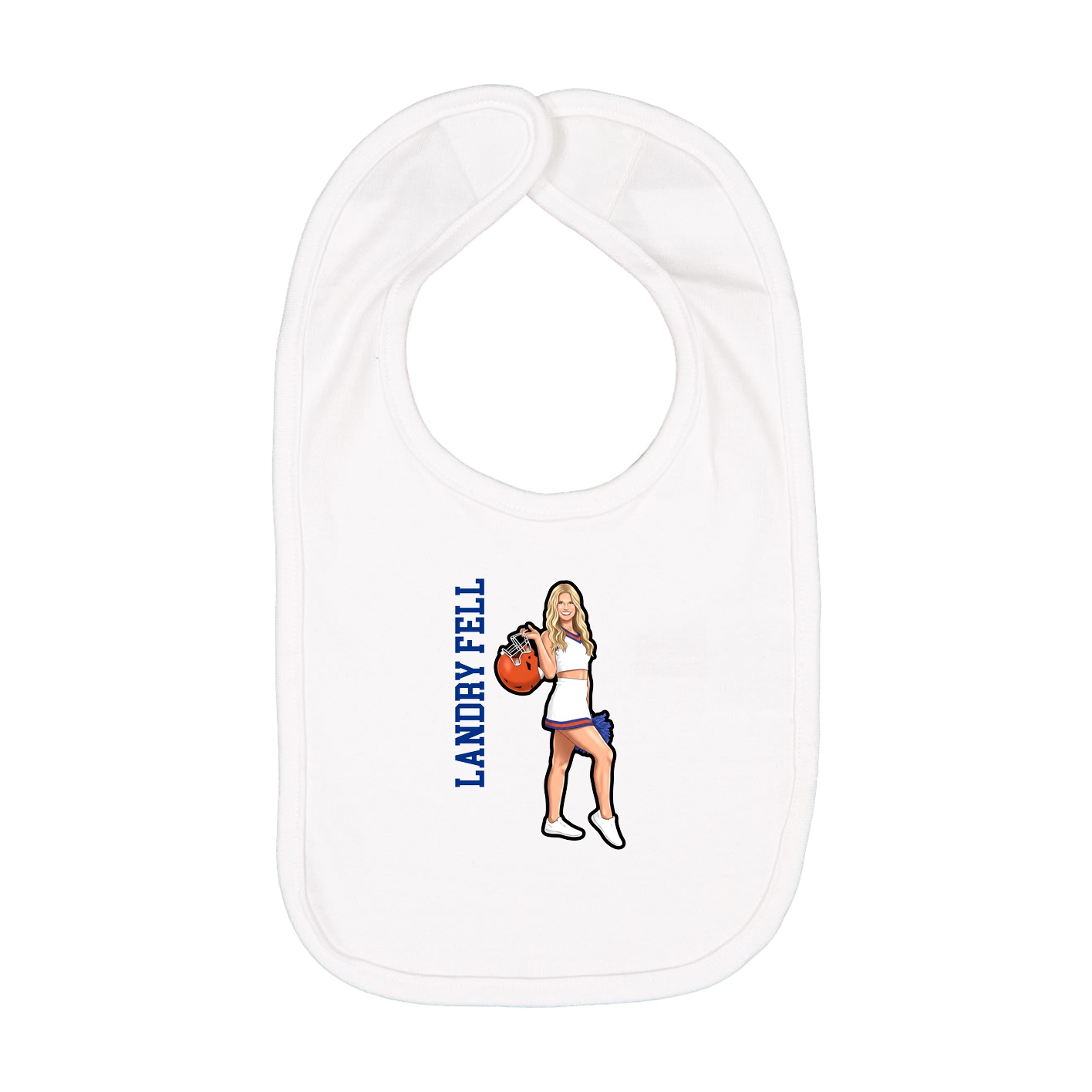Infant Bib — Name Vertical in White