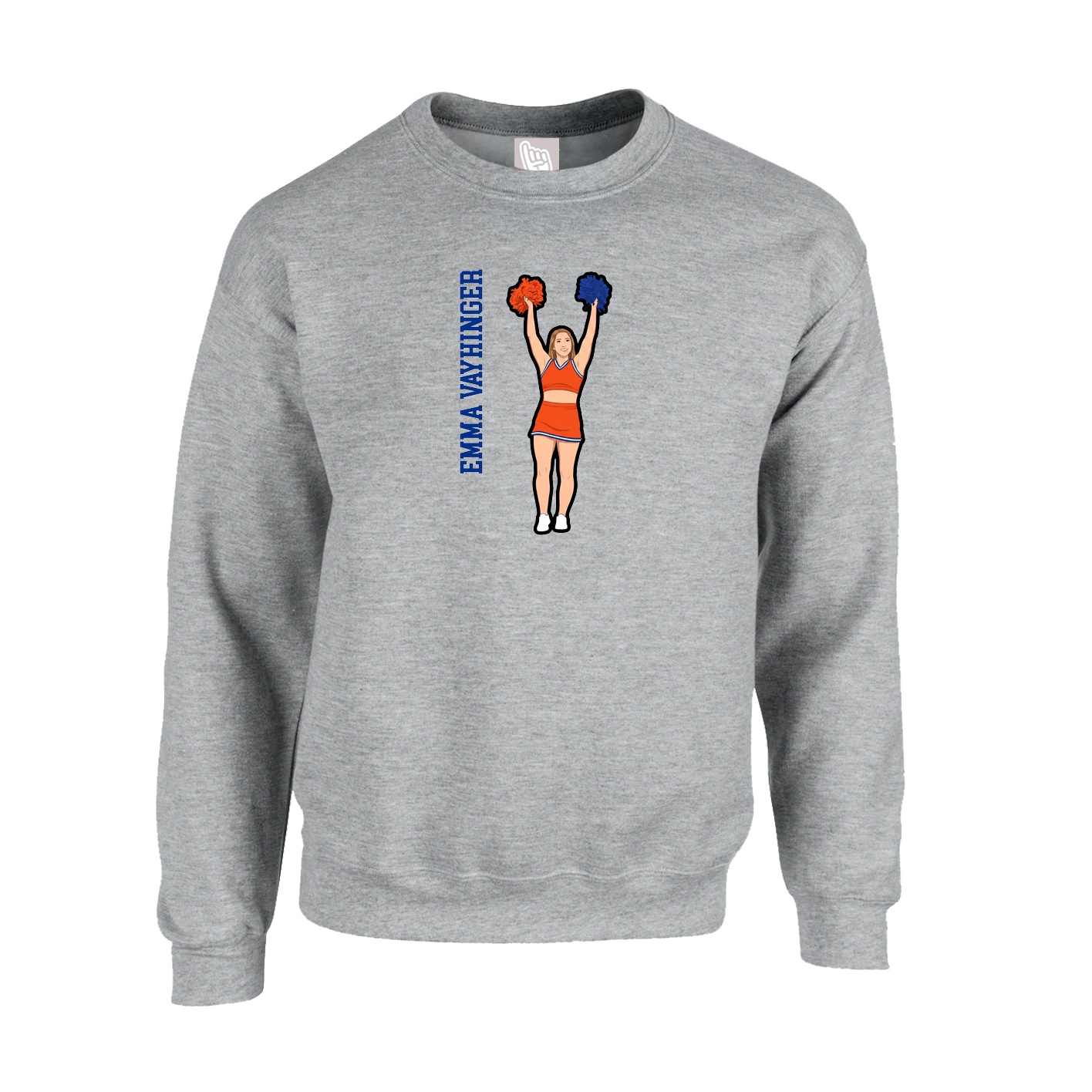 Fleece Crew — Name Vertical in Grey