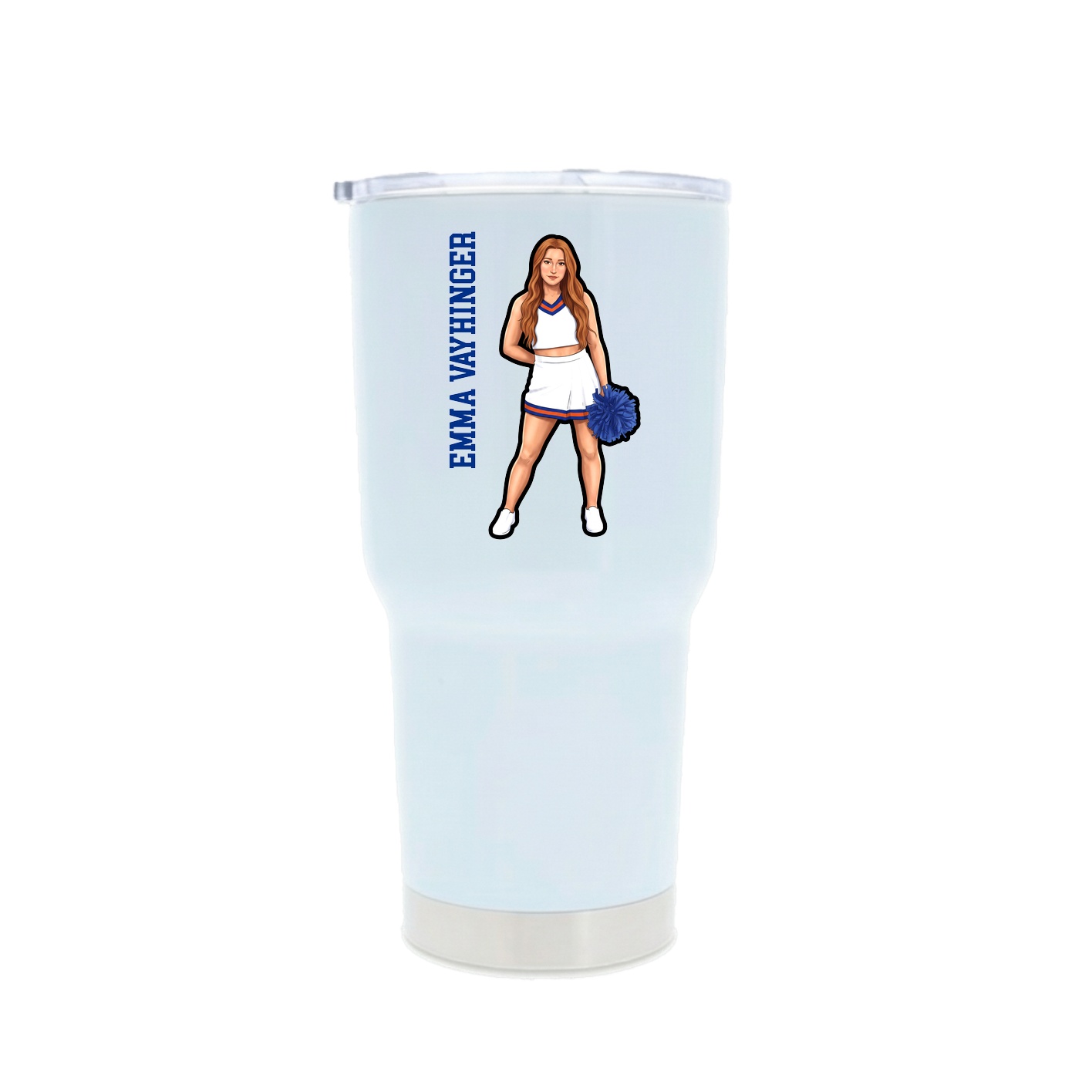 30oz Stainless Steel Tumbler — Name Vertical in White