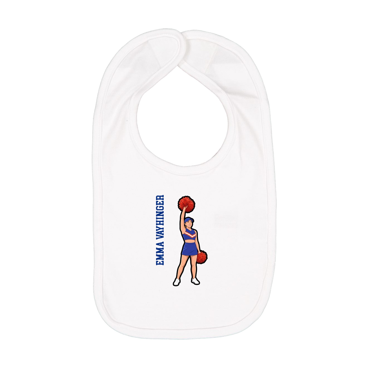 Infant Bib — Name Vertical in White
