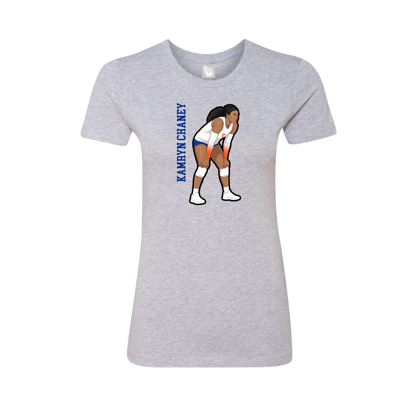 Fitted Women's Tee — Name Vertical in Grey