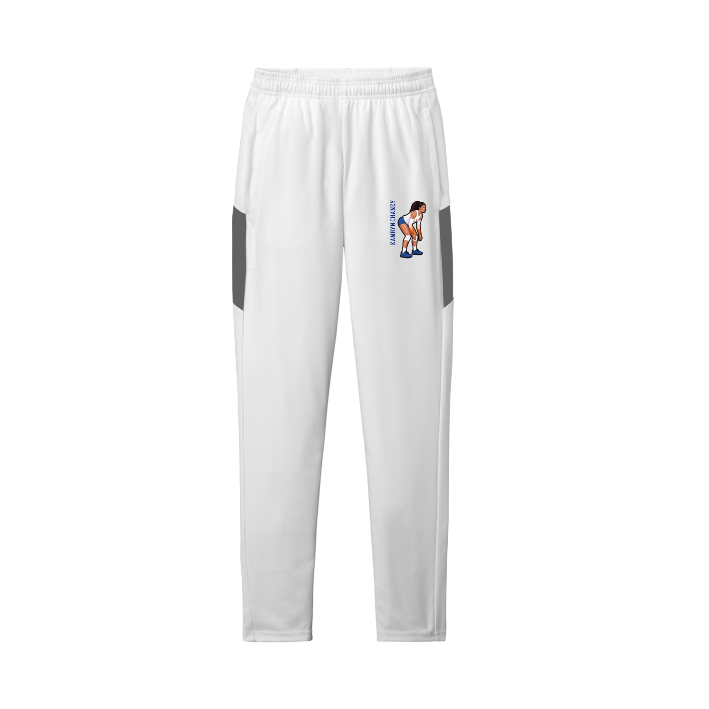 Team Travel Pant — Name Vertical in White/Grey