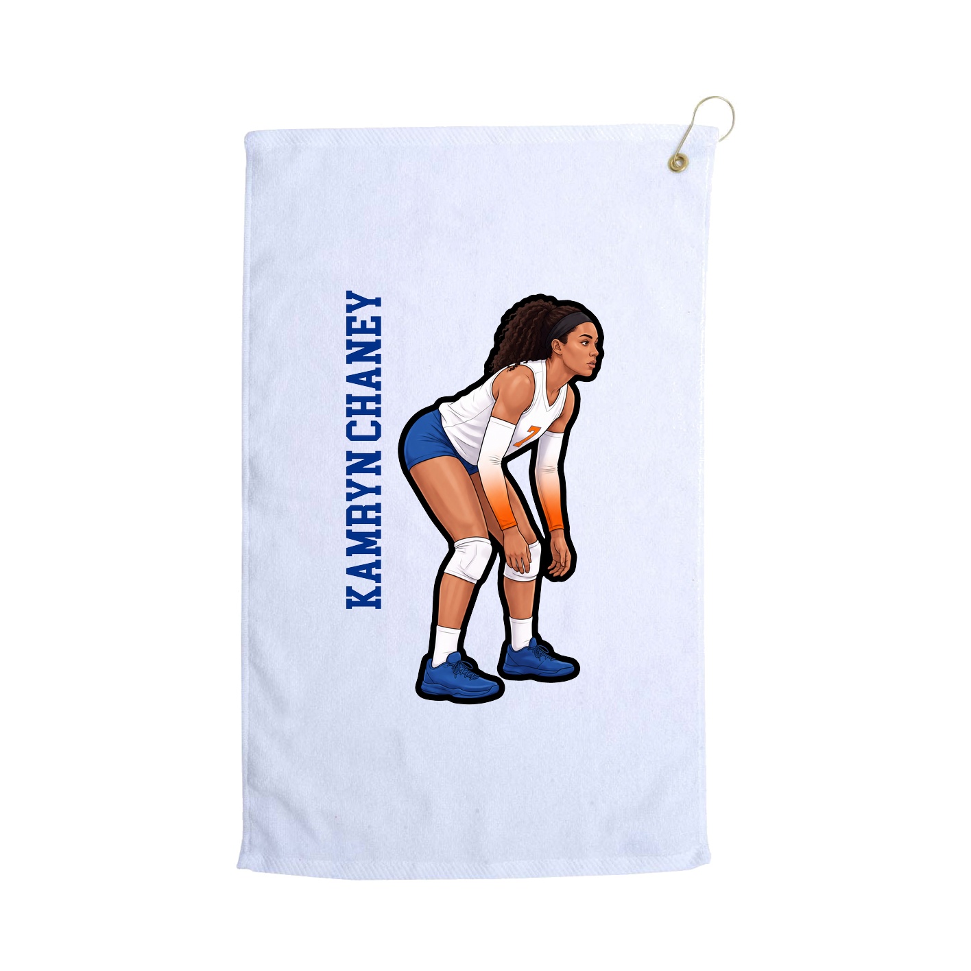Golf Towel — Name Vertical in White